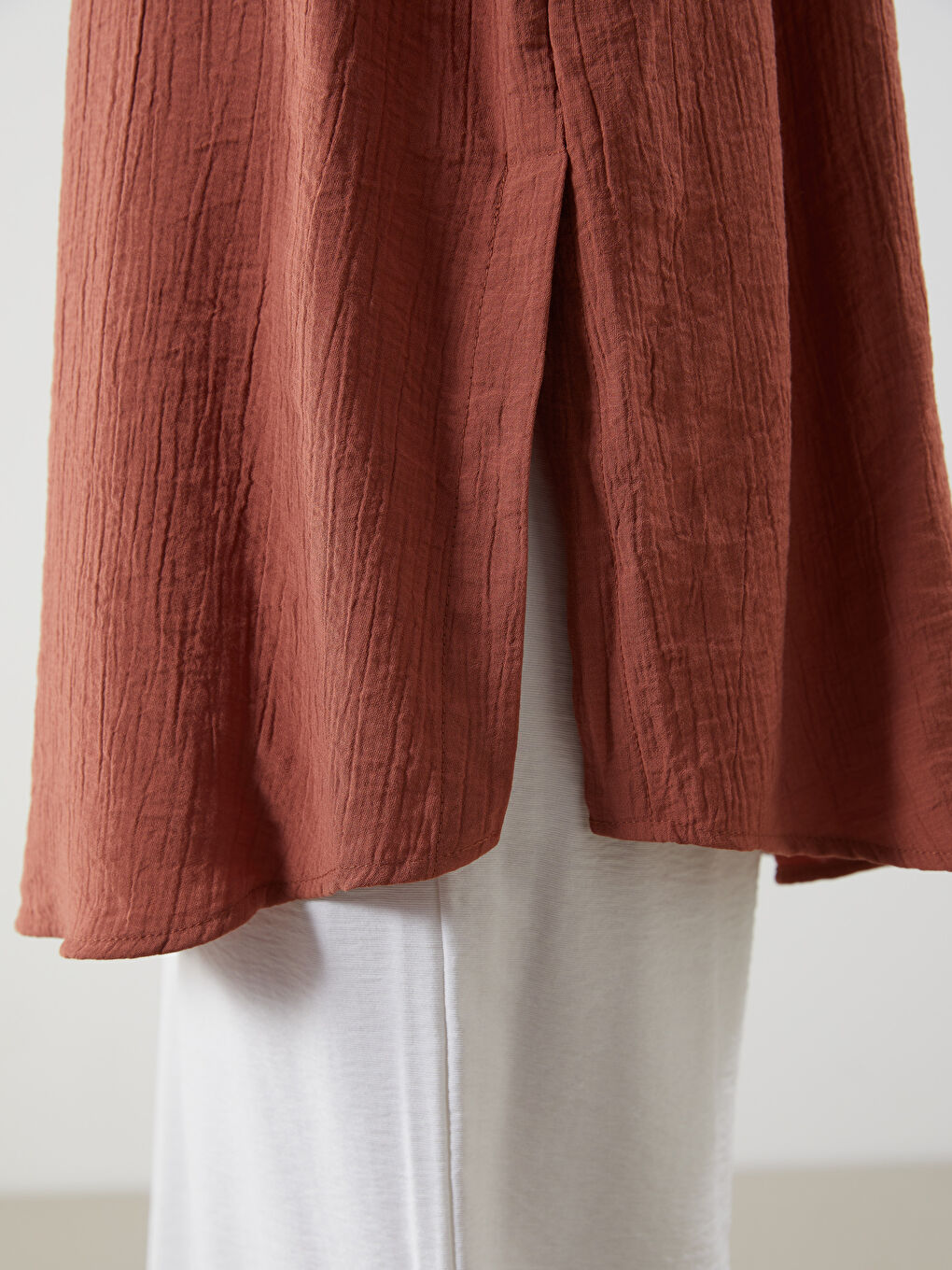 LCW Modest Textured Oversize Crinkle Women's Shirt Tunic -S5FH71Z8-REN
