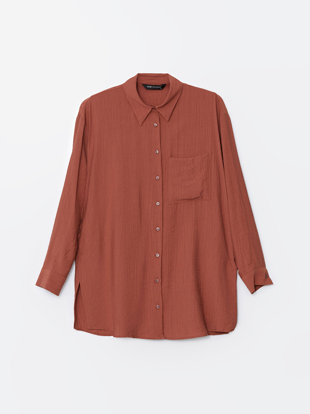 LCW Modest Textured Oversize Crinkle Women's Shirt Tunic -S5FH71Z8-REN