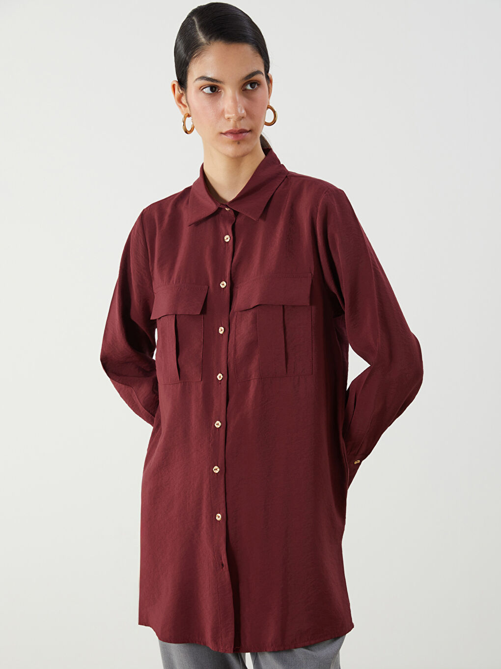 LCW Modest Modal Blend Women's Shirt Tunic -S5FH73Z8-HRW