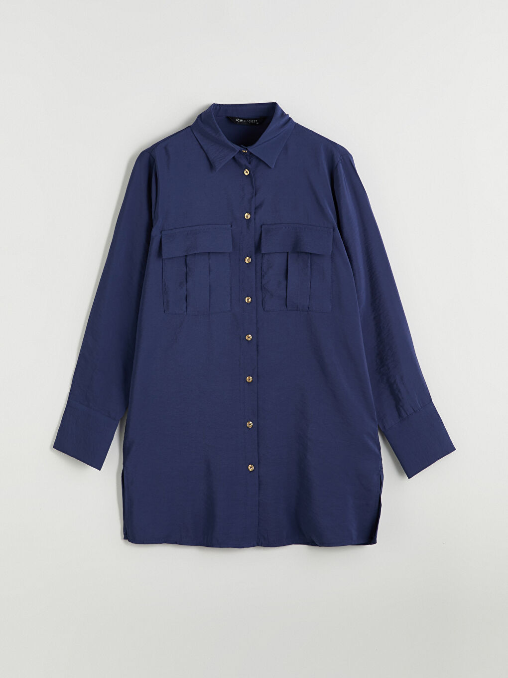 Lacivert Modal Karışımlı Kadın Gömlek Tunik-4