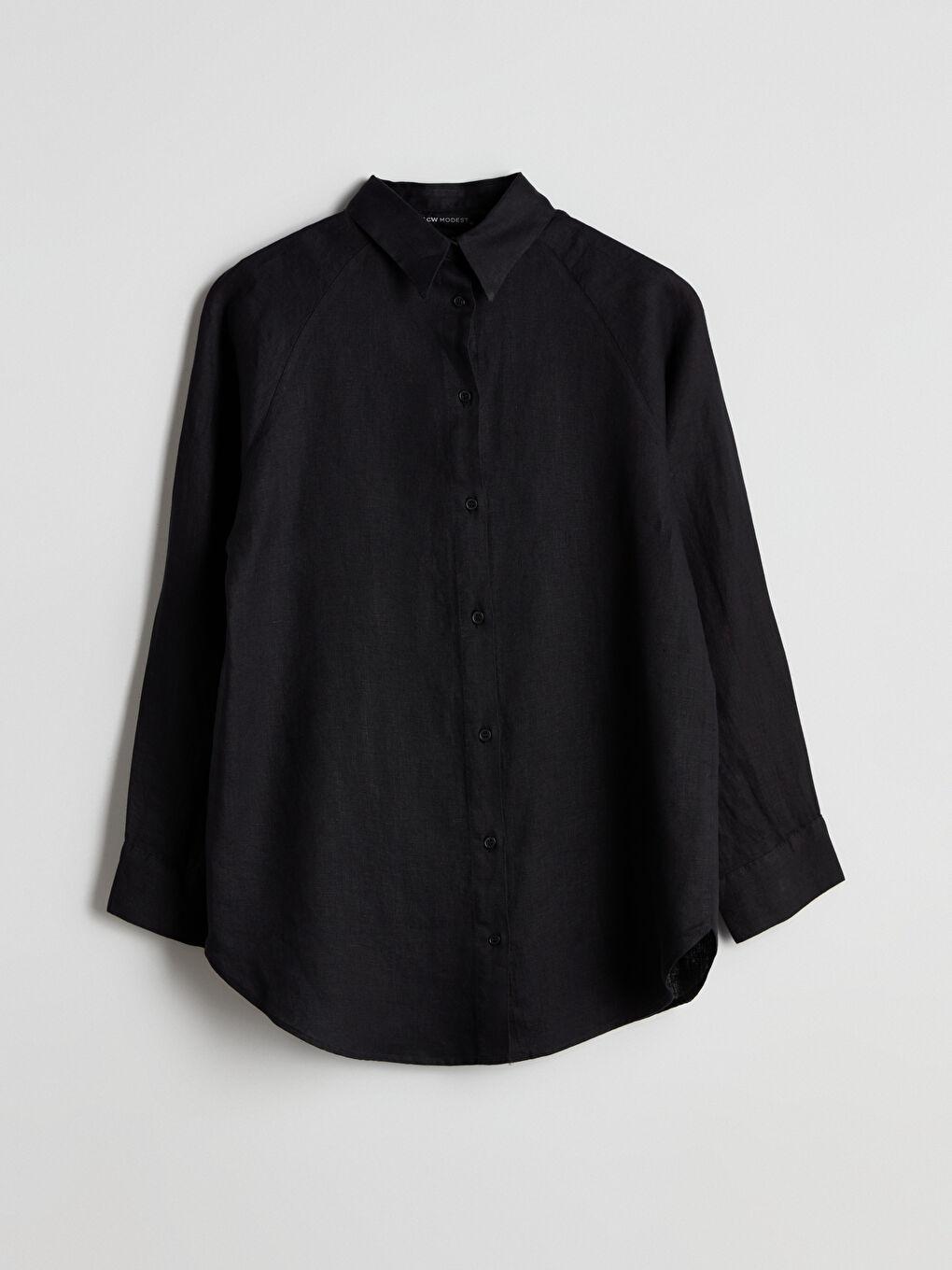 Siyah Oversize %100 Keten Kadın Gömlek-6