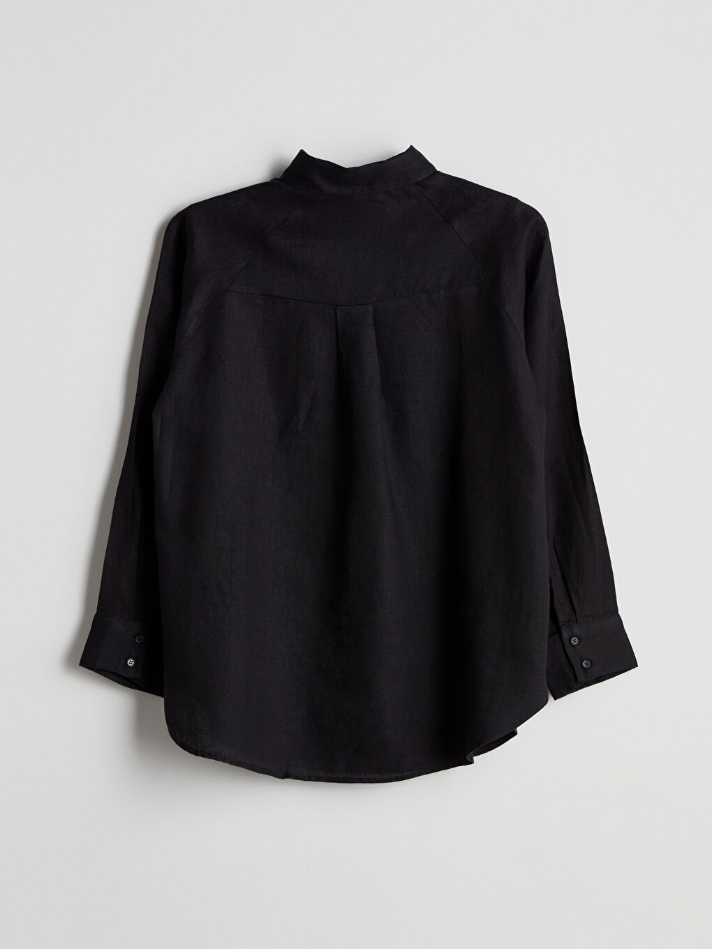 Siyah Oversize %100 Keten Kadın Gömlek-7