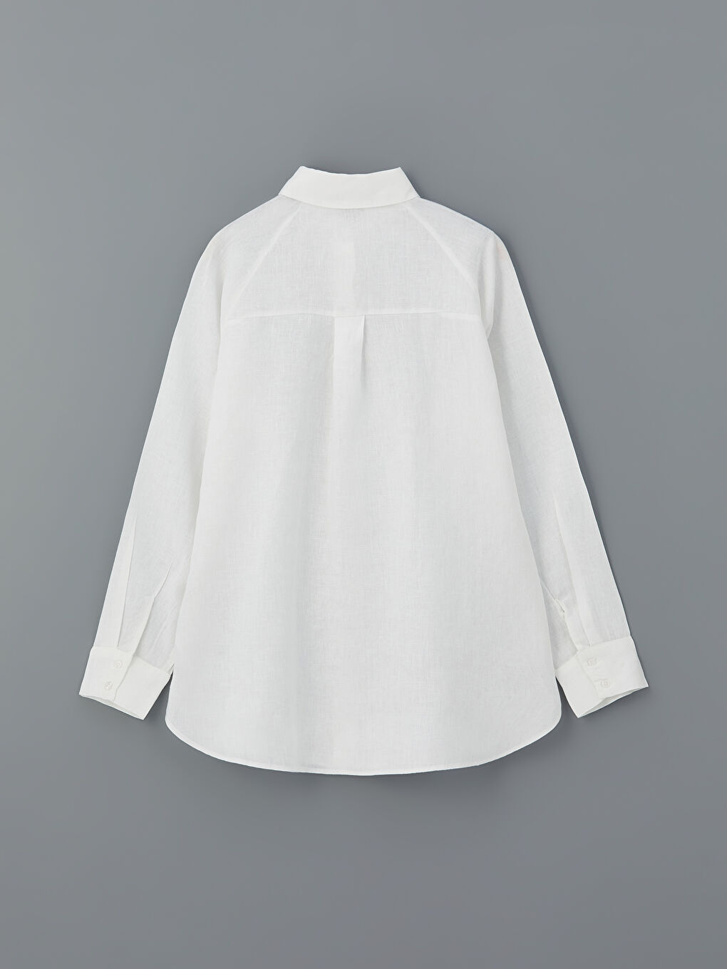 LCW Modest Beyaz Oversize Keten Kadın Gömlek - 8