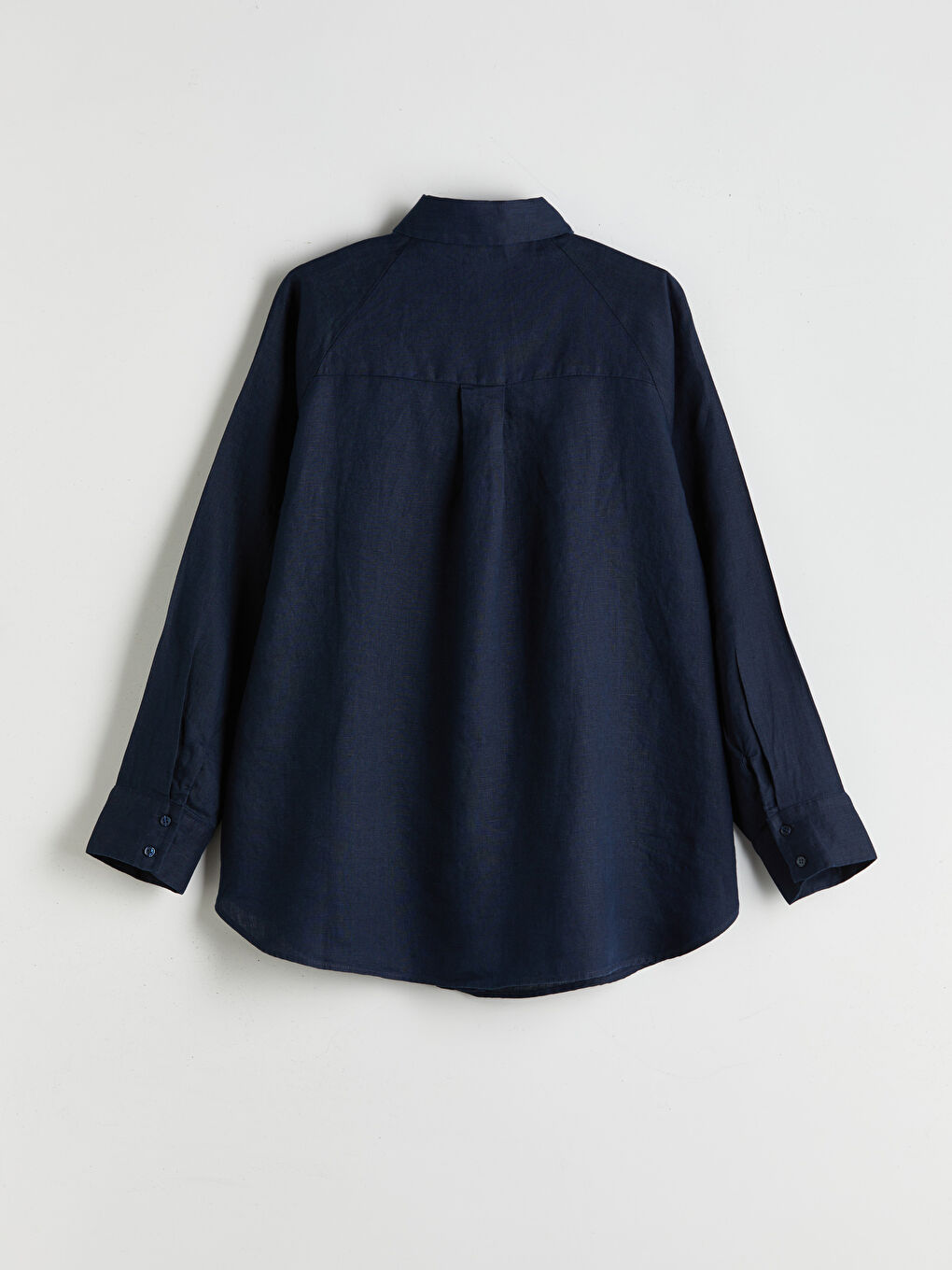 LCW Modest Lacivert Oversize Keten Kadın Gömlek - 7