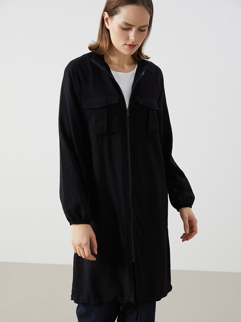 Stand-Up Collar Women’S Tunic -S5FH77Z8-RQL