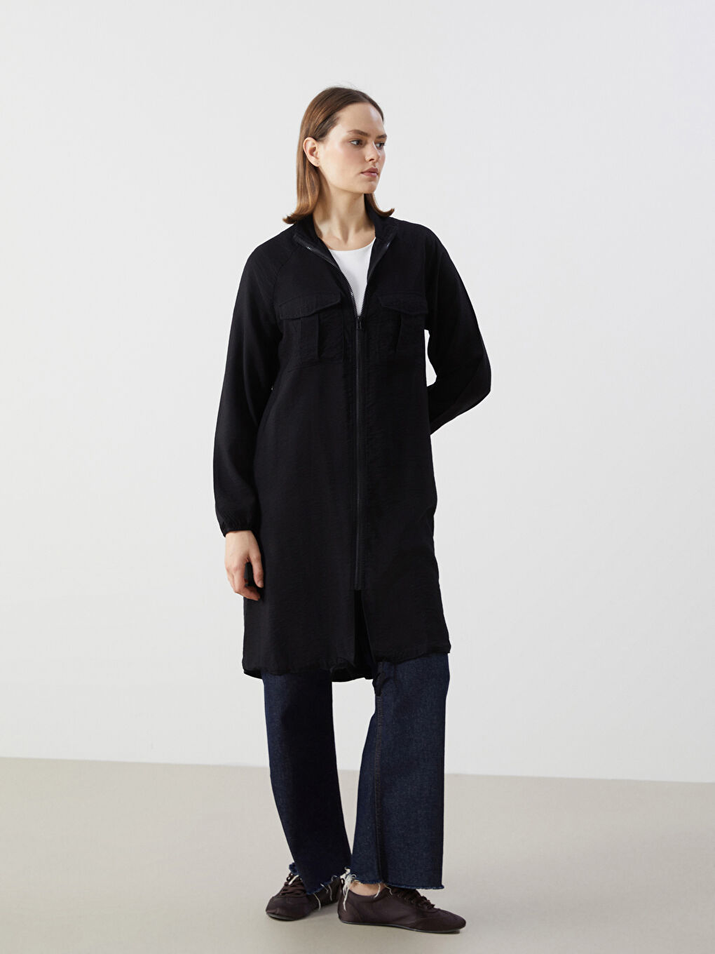 Stand-Up Collar Women’S Tunic -S5FH77Z8-RQL