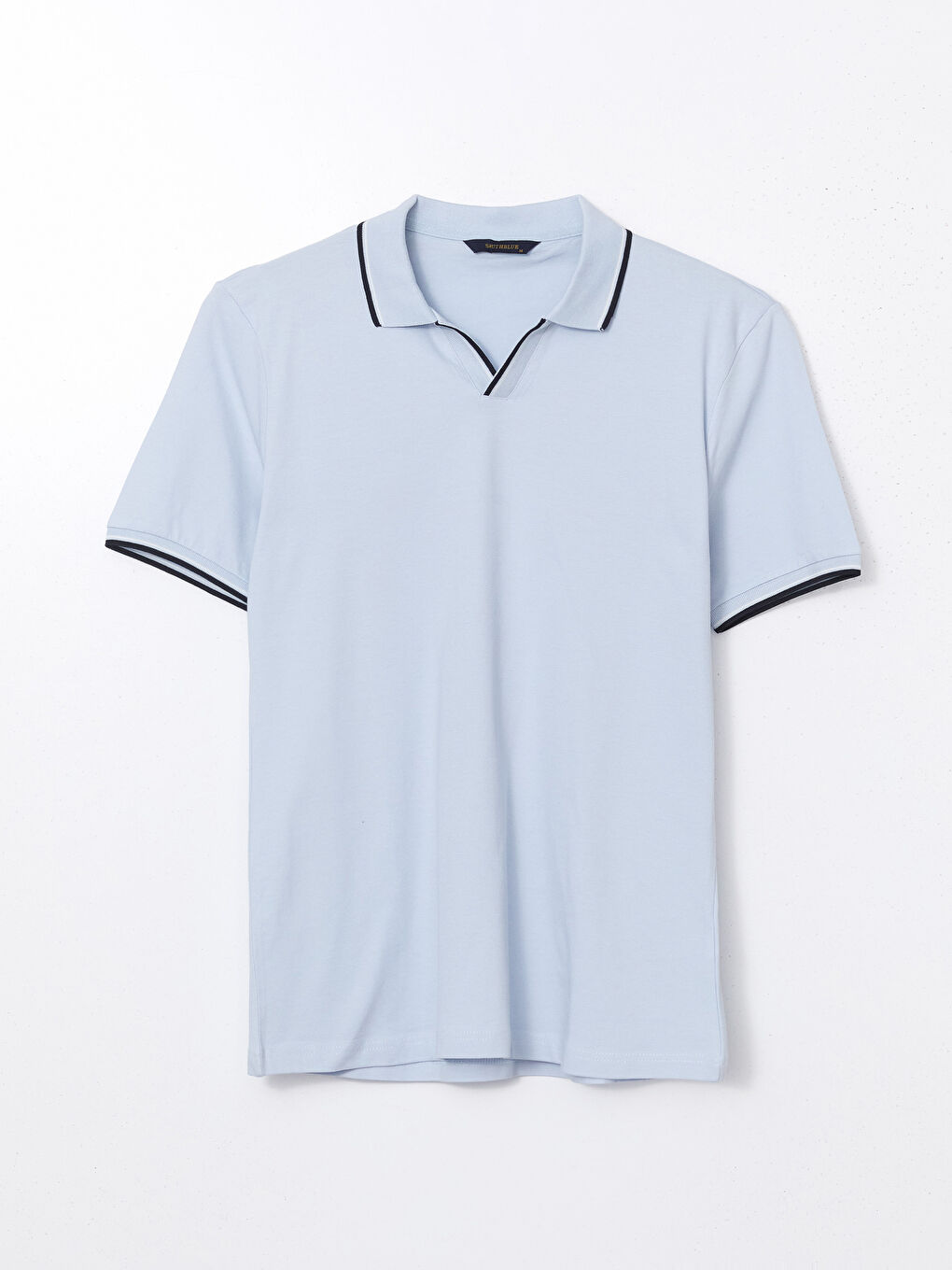 Mavi Polo Yaka Kısa Kollu Erkek Tişört-4