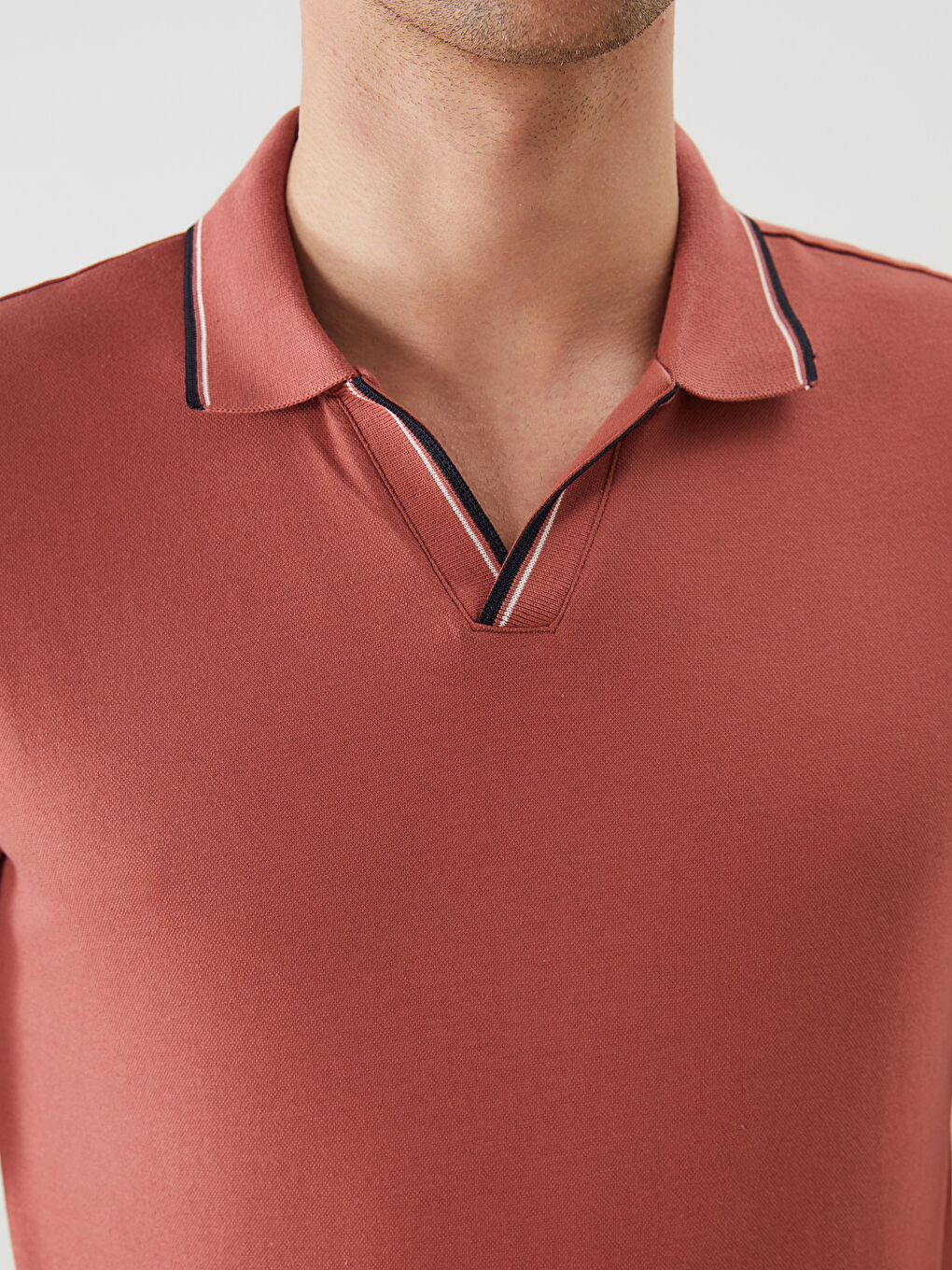 Pembe Polo Yaka Kısa Kollu Erkek Tişört-2