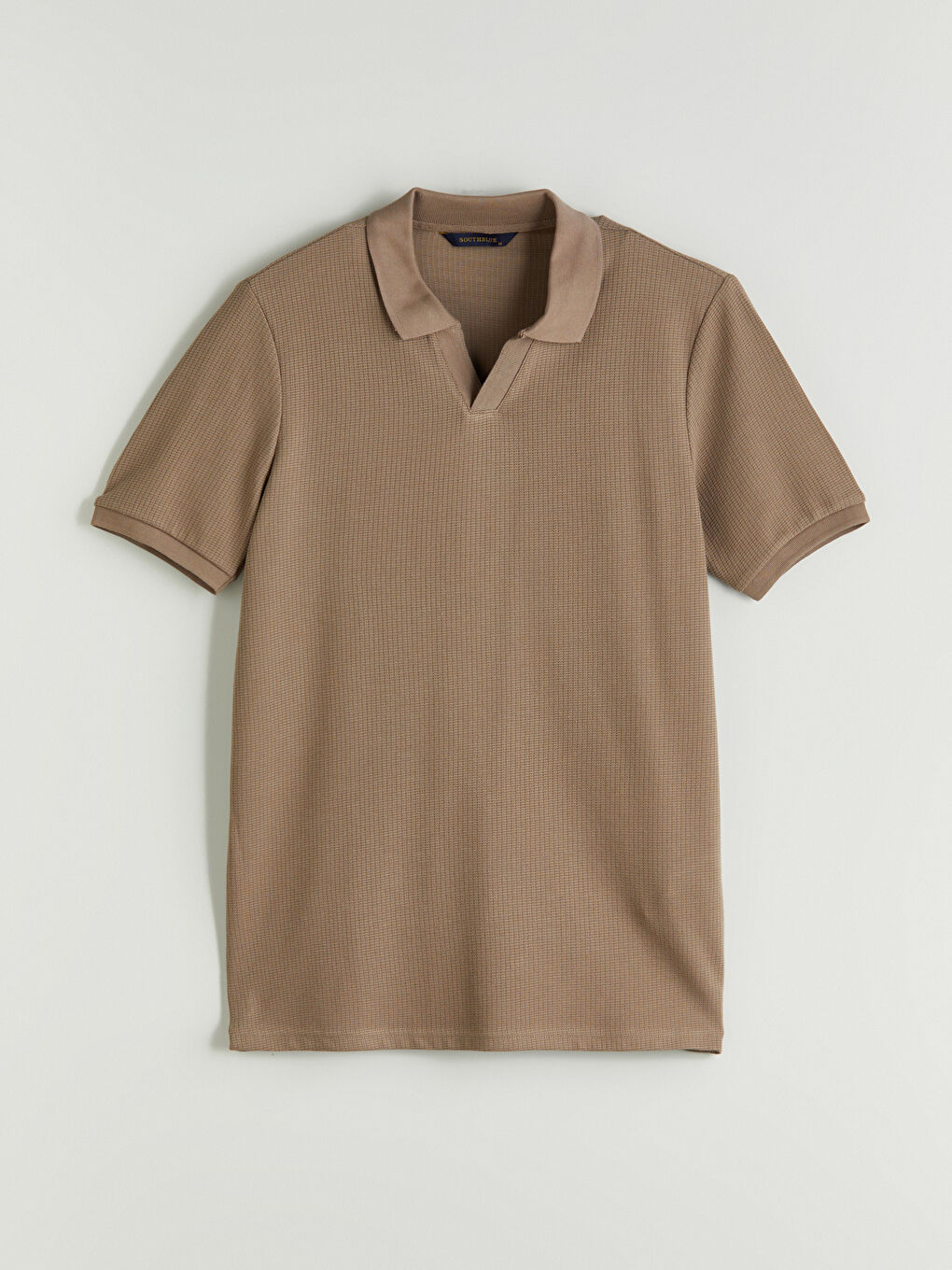 Bej Polo Yaka Kısa Kollu Erkek Tişört-4