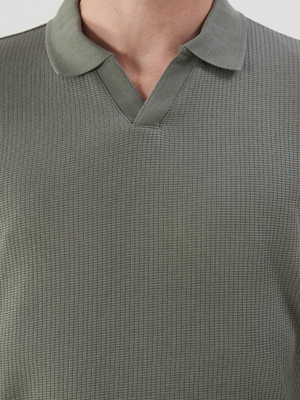 Yeşil Polo Yaka Kısa Kollu Erkek Tişört-2