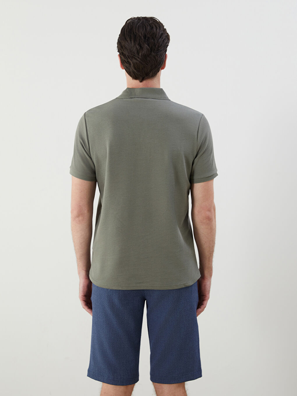 Yeşil Polo Yaka Kısa Kollu Erkek Tişört-3
