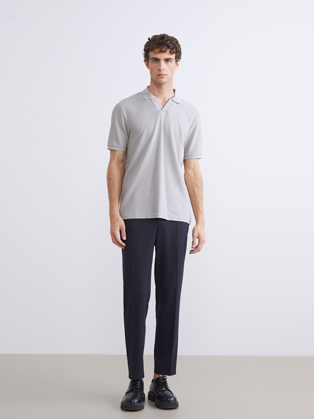 Polo Neck Short Sleeve Men's T-Shirt-1