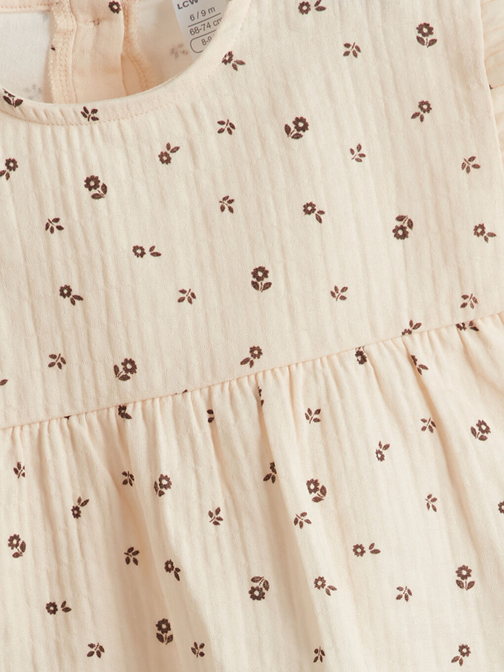 Bej Bisiklet Yaka Çiçekli Kız Bebek Bluz-2