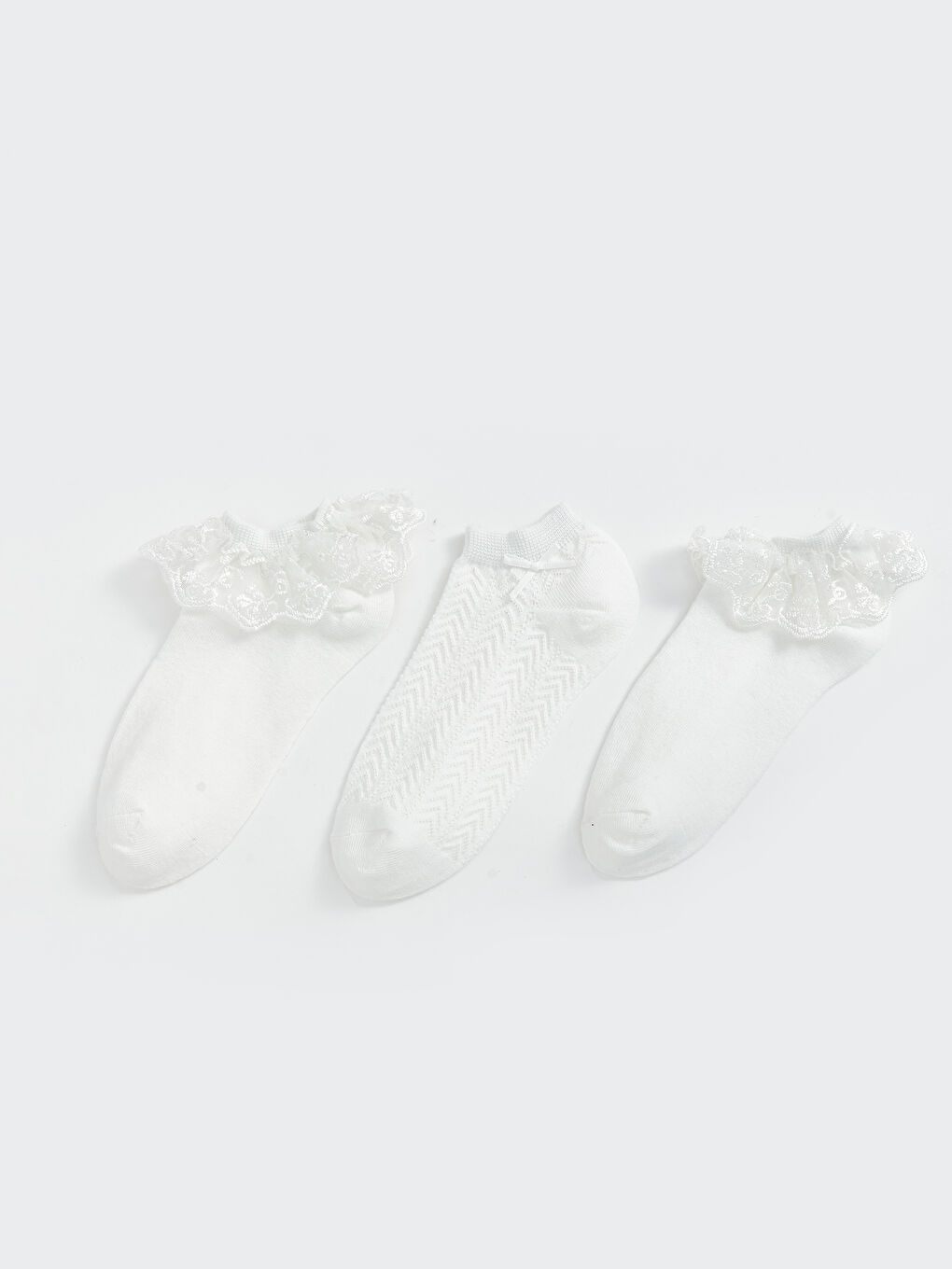 Lace Detailed Girl Booties Socks 3-Pack -S5FI24Z4-JYX
