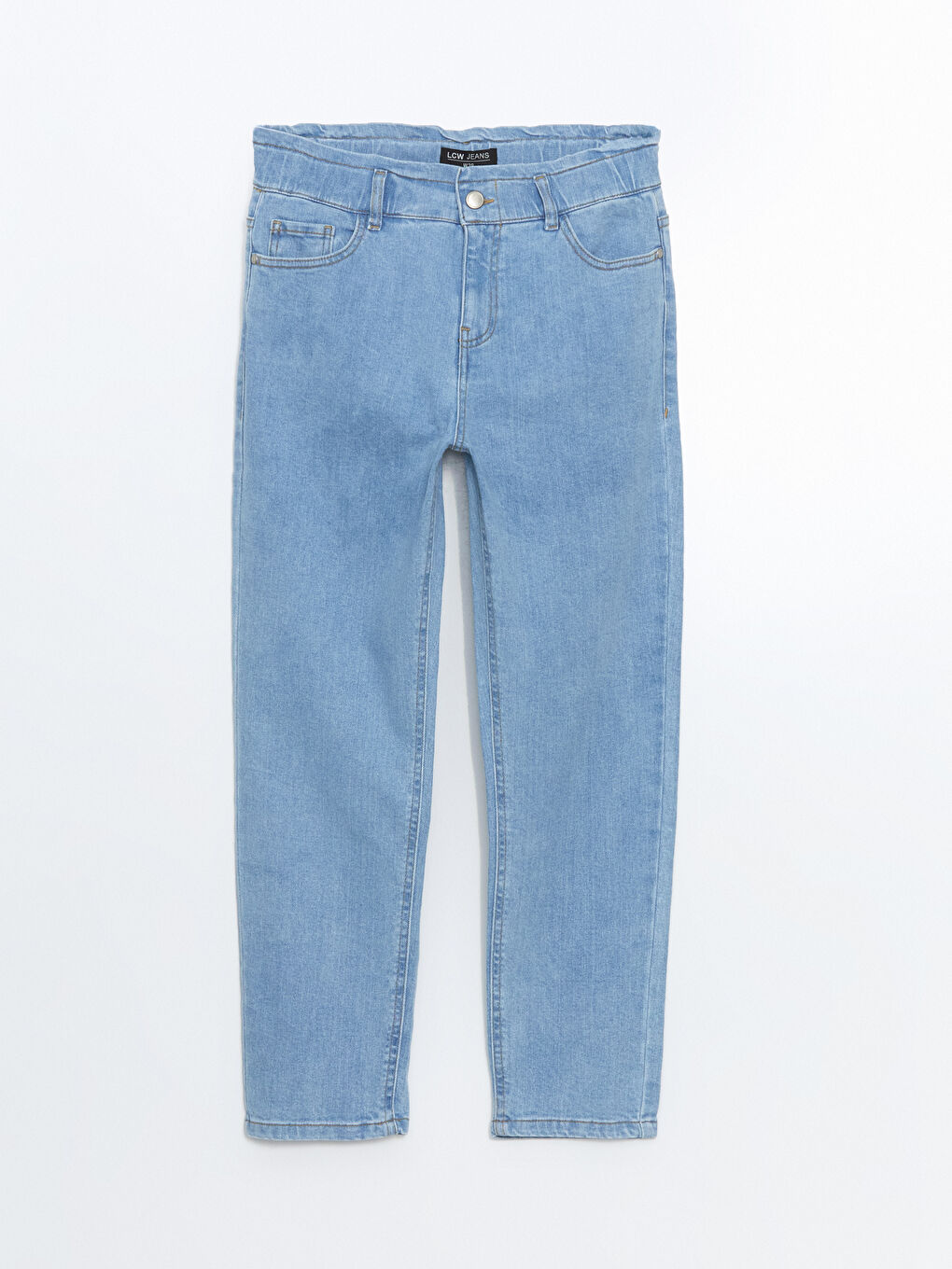 Elastic Waist Paperbag Women's Jeans-4