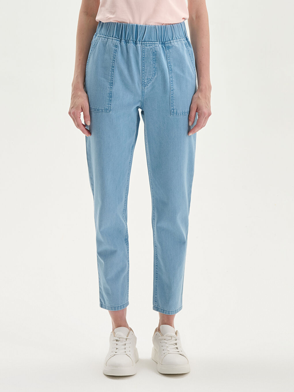 Elasticated Waist Mom Fit Women's Jeans-1