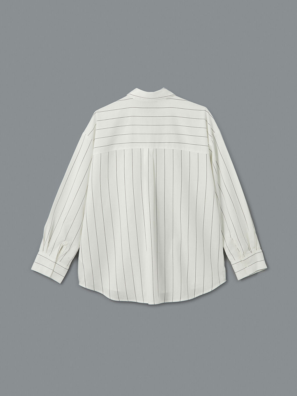 Striped Linen Blend Oversize Women's Shirt -S5FJ48Z8-LEG