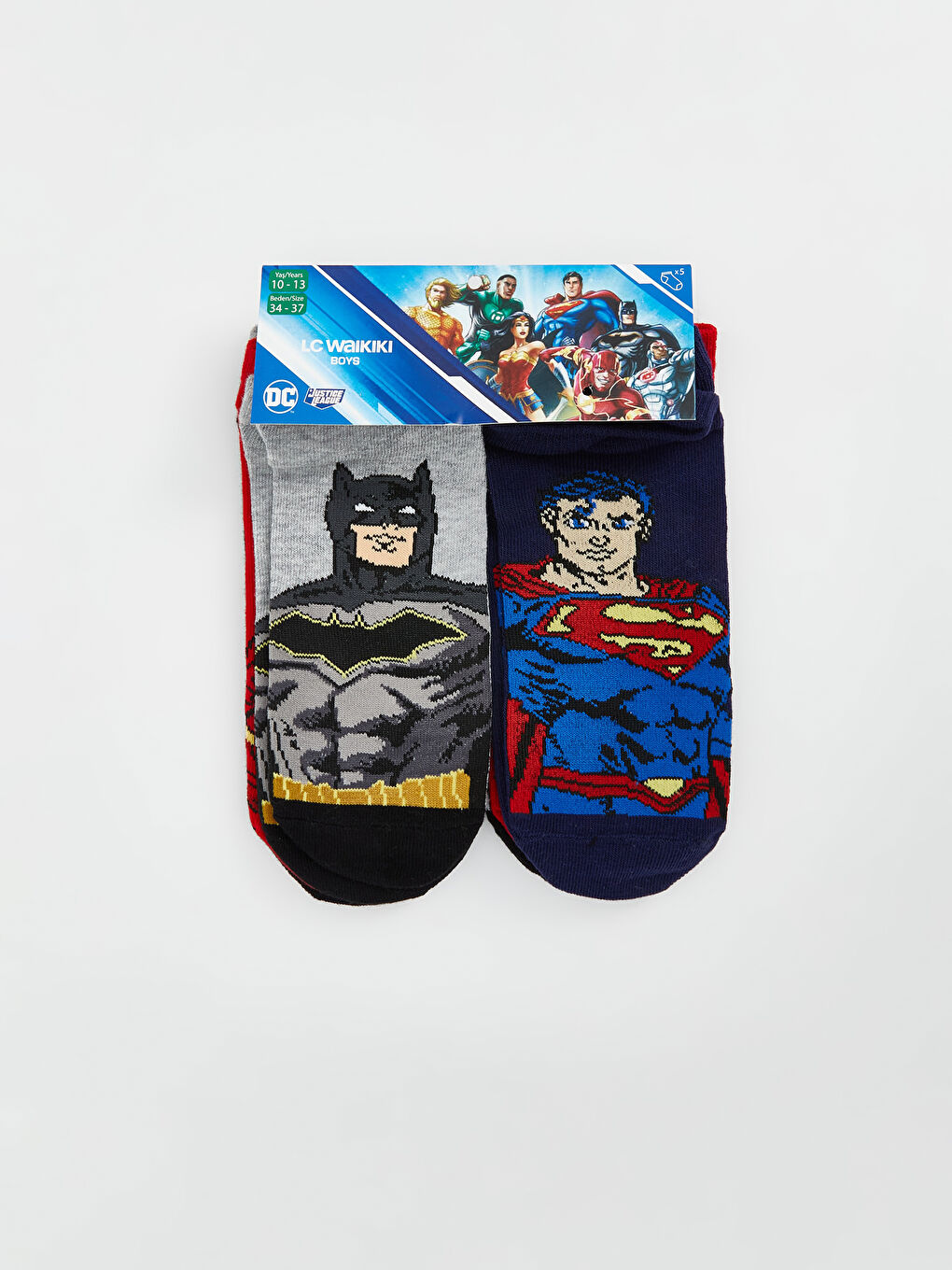 Batman Patterned Boys' Trainer Socks 5 Pack -S5FJ86Z4-K00