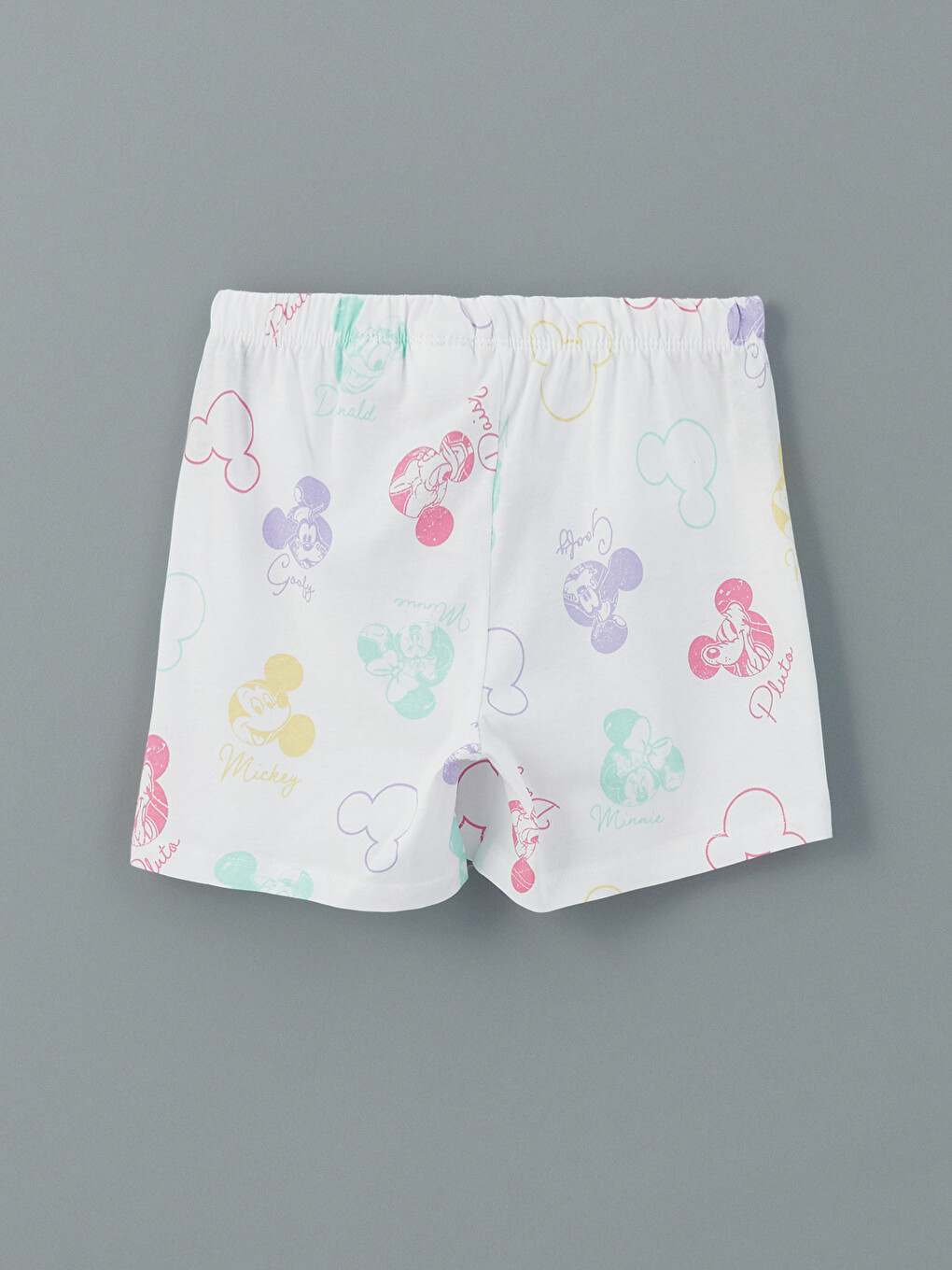 Beyaz Mickey Mouse Baskılı Kız Çocuk Pijama Şort-1