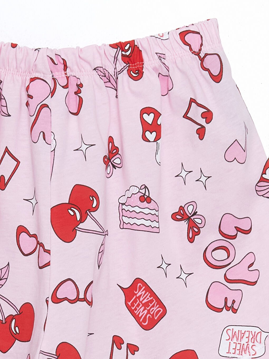 Pembe Beli Lastikli Baskılı Kız Çocuk Pijama Şort-1
