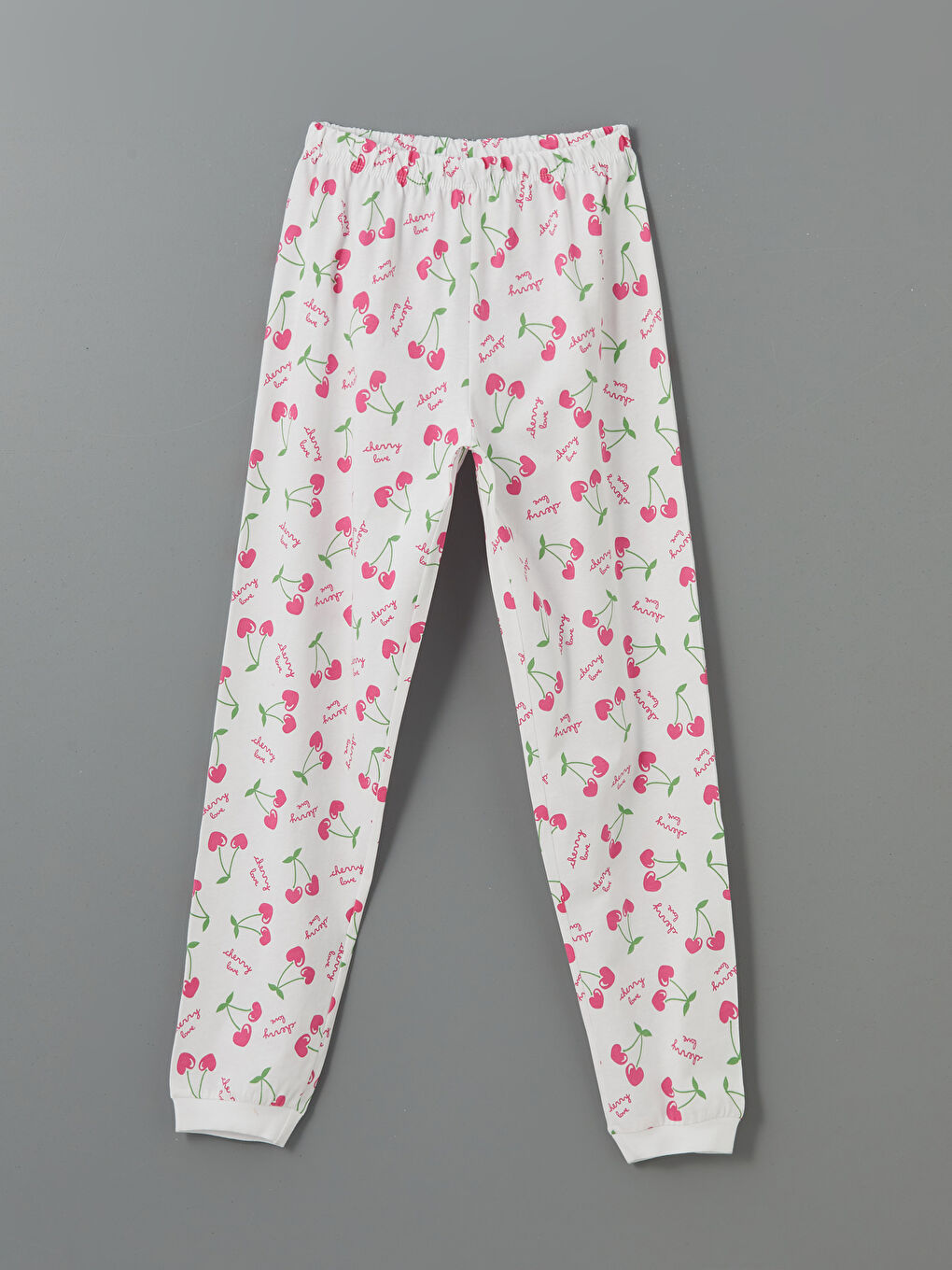 Beyaz Beli Lastikli Kız Çocuk Pijama Alt