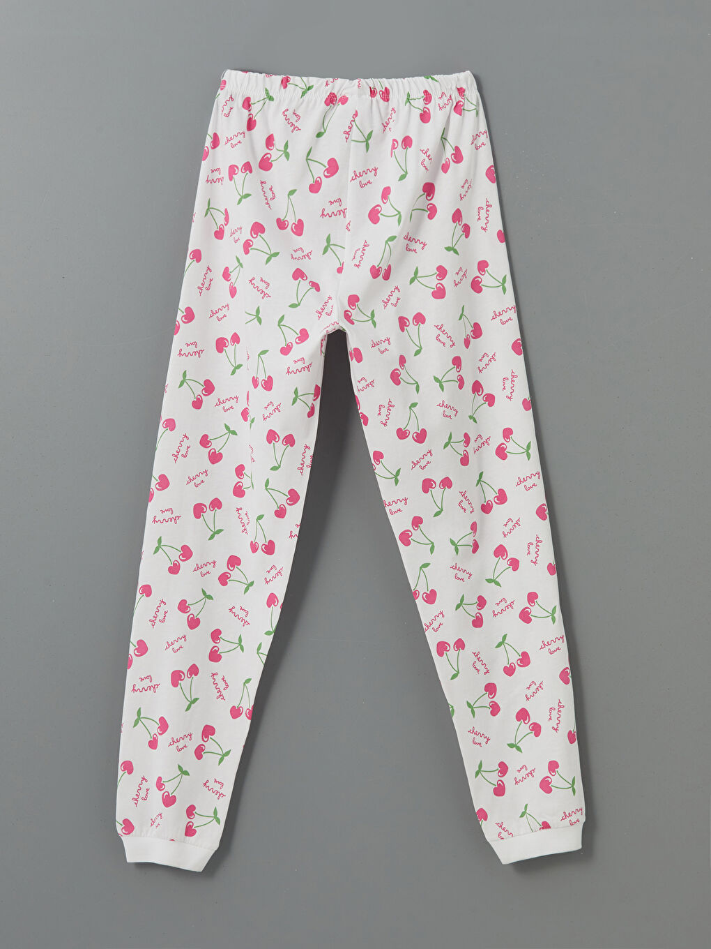 Beyaz Beli Lastikli Kız Çocuk Pijama Alt-1