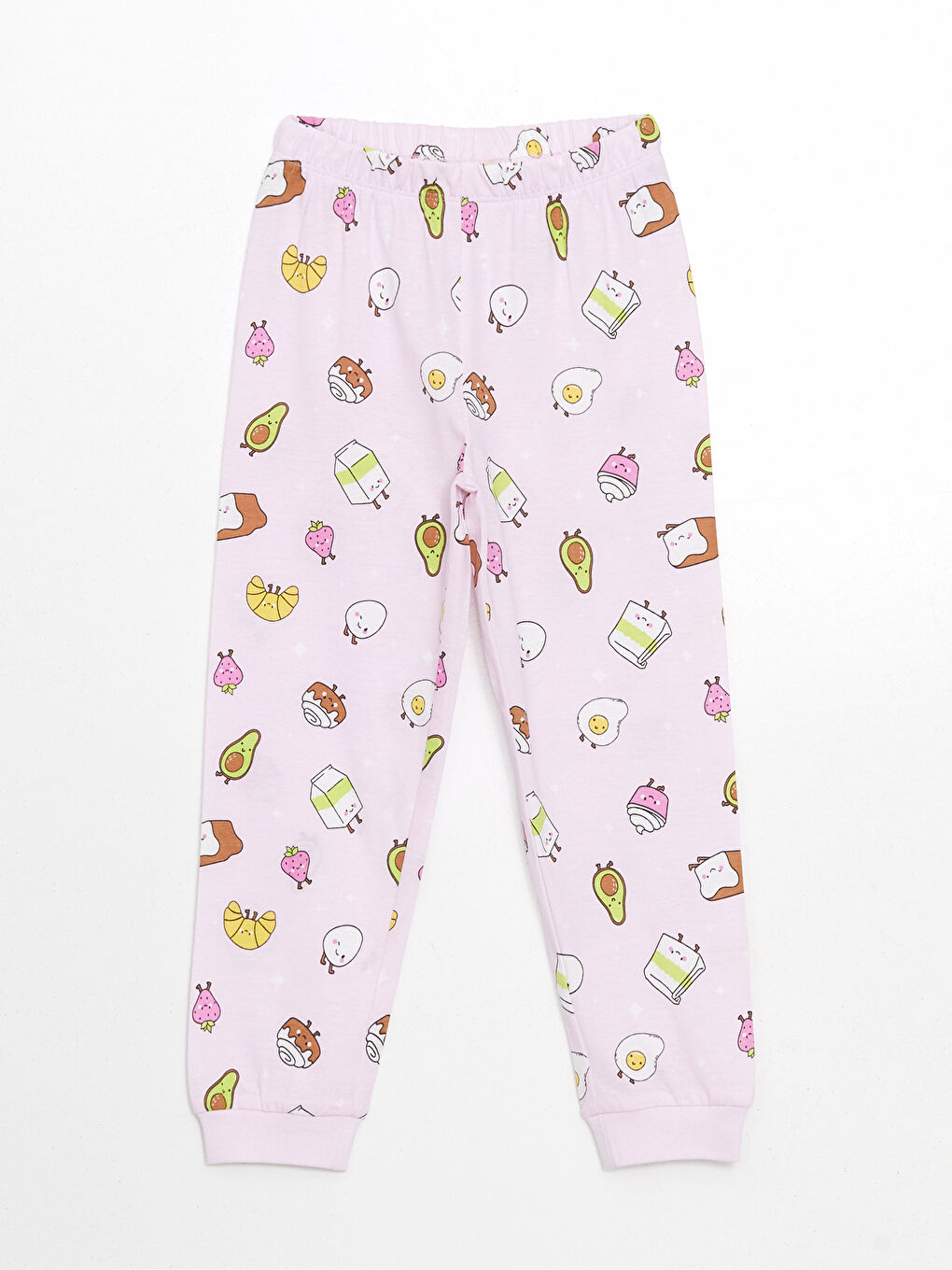 Pembe Beli Lastikli Kız Çocuk Pijama Alt