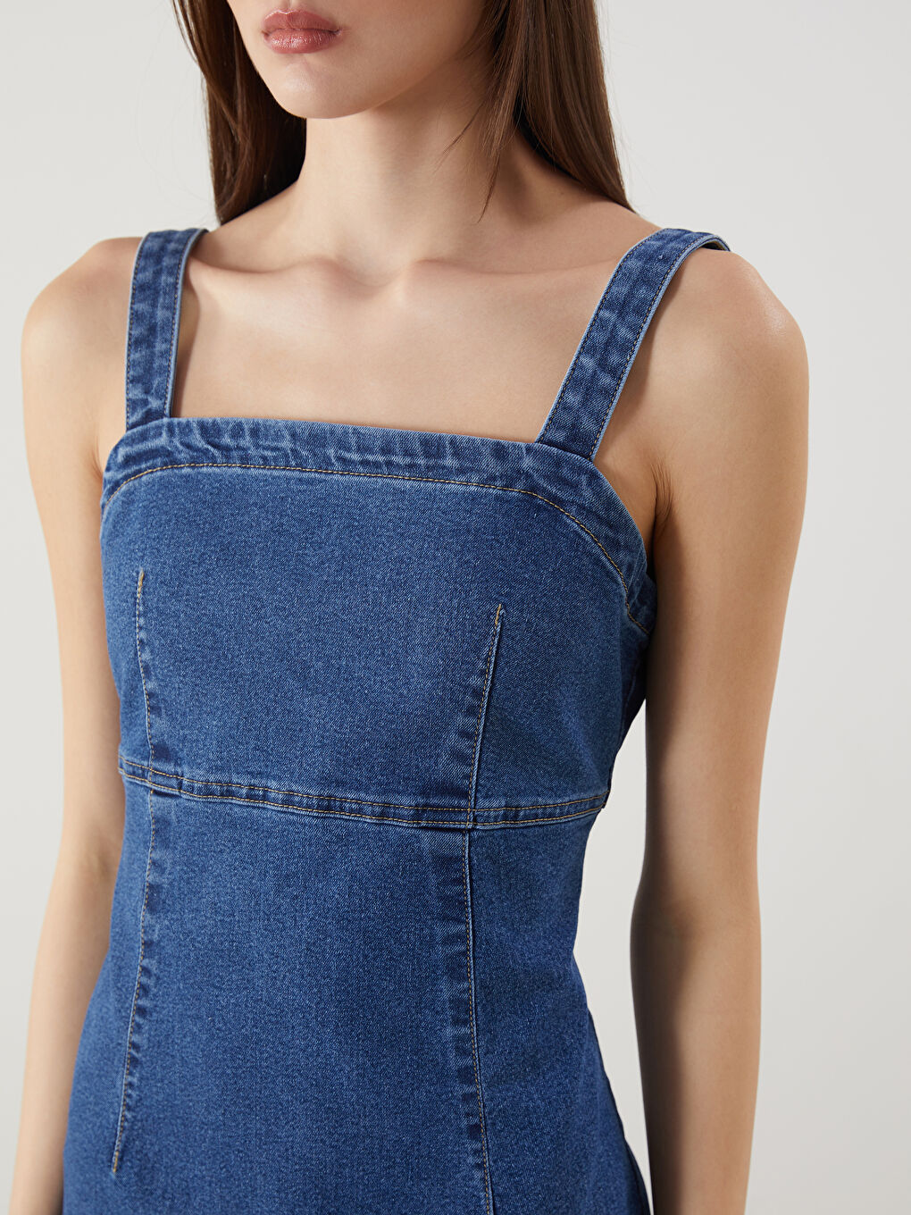 LC Waikiki Square Collar Mini Denim Dress -S5FK34Z8-507