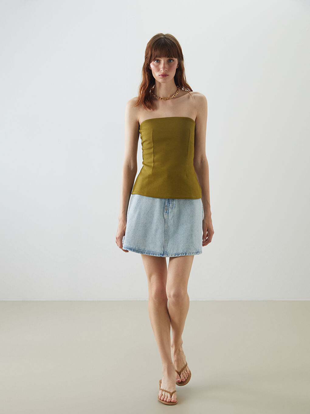 Woman INDIGO Denim Skirt -S5FK35Z8-311