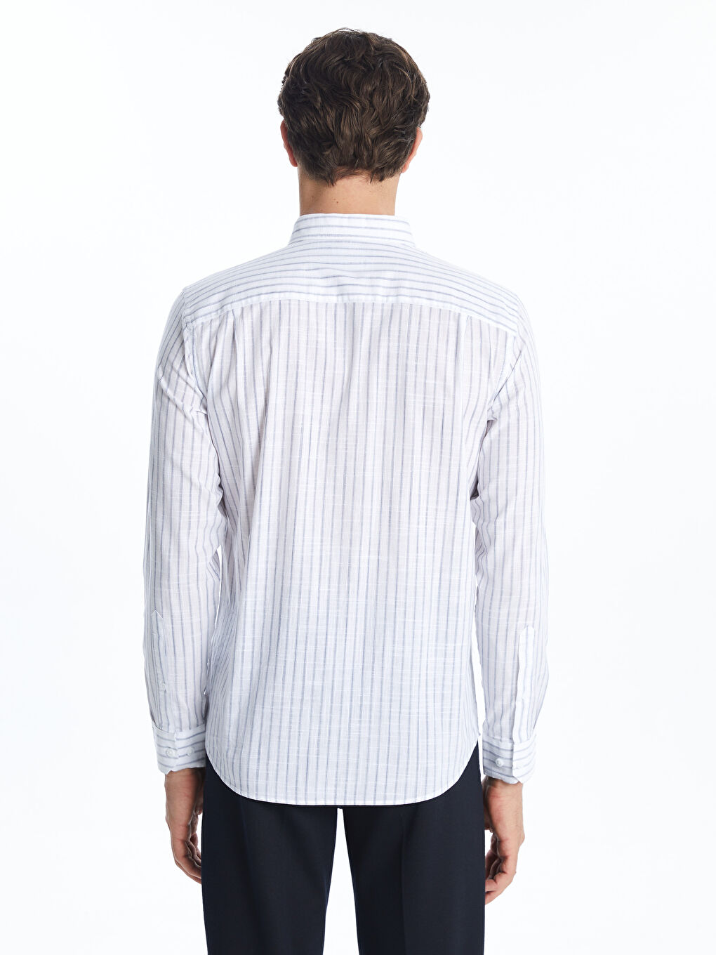 LCWAIKIKI Classic Regular Fit Uzun Kollu Çizgili Erkek Gömlek -S5FK47Z8-LEN