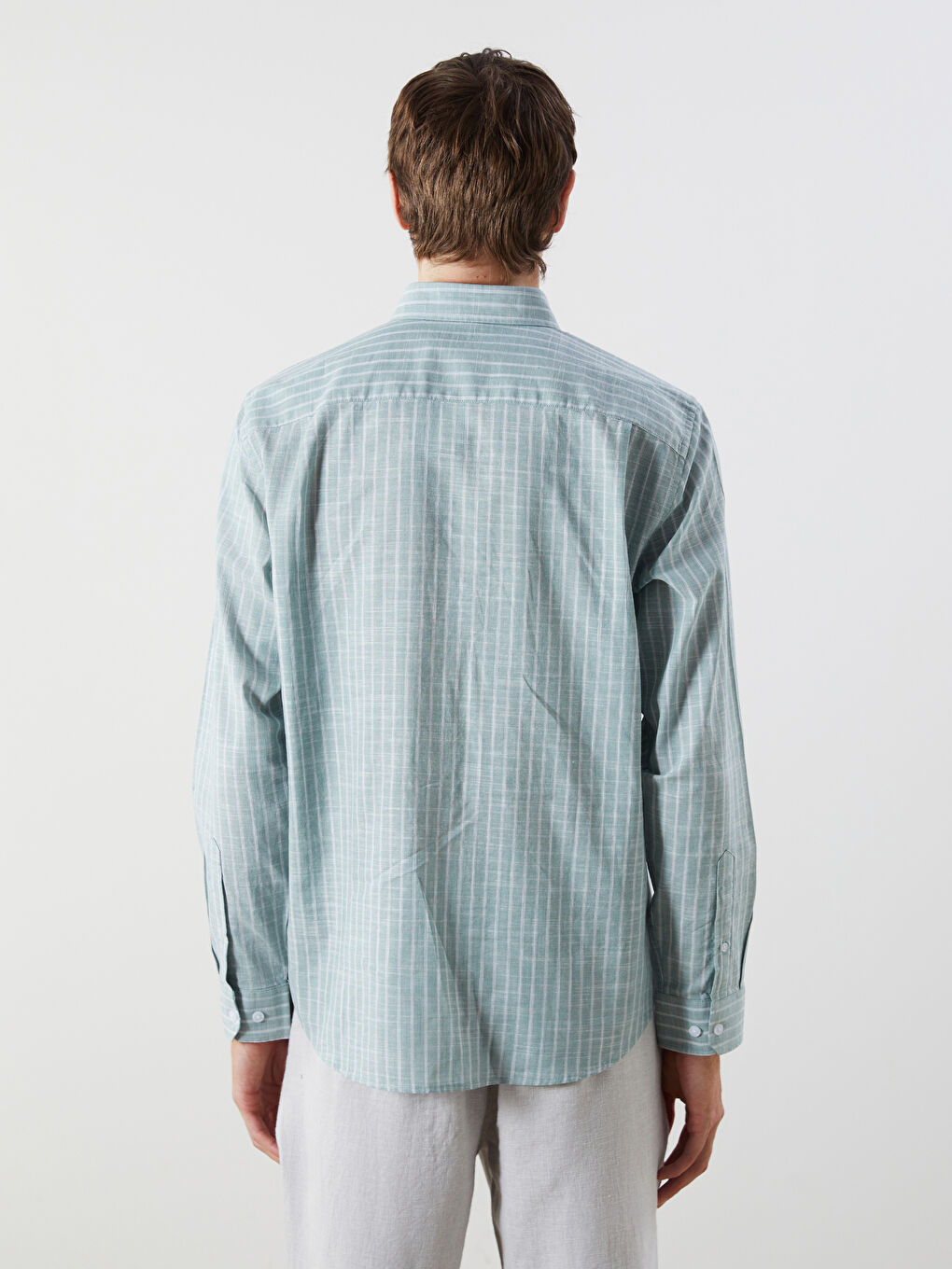 Regular Fit Long Sleeve Striped Men's Shirt-3