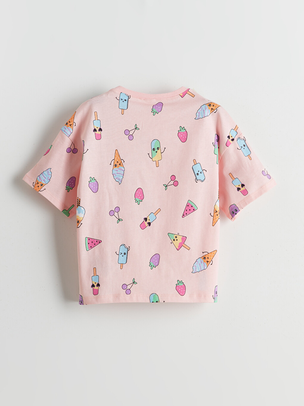 Pembe Desenli Kız Çocuk Pijama Üst-1