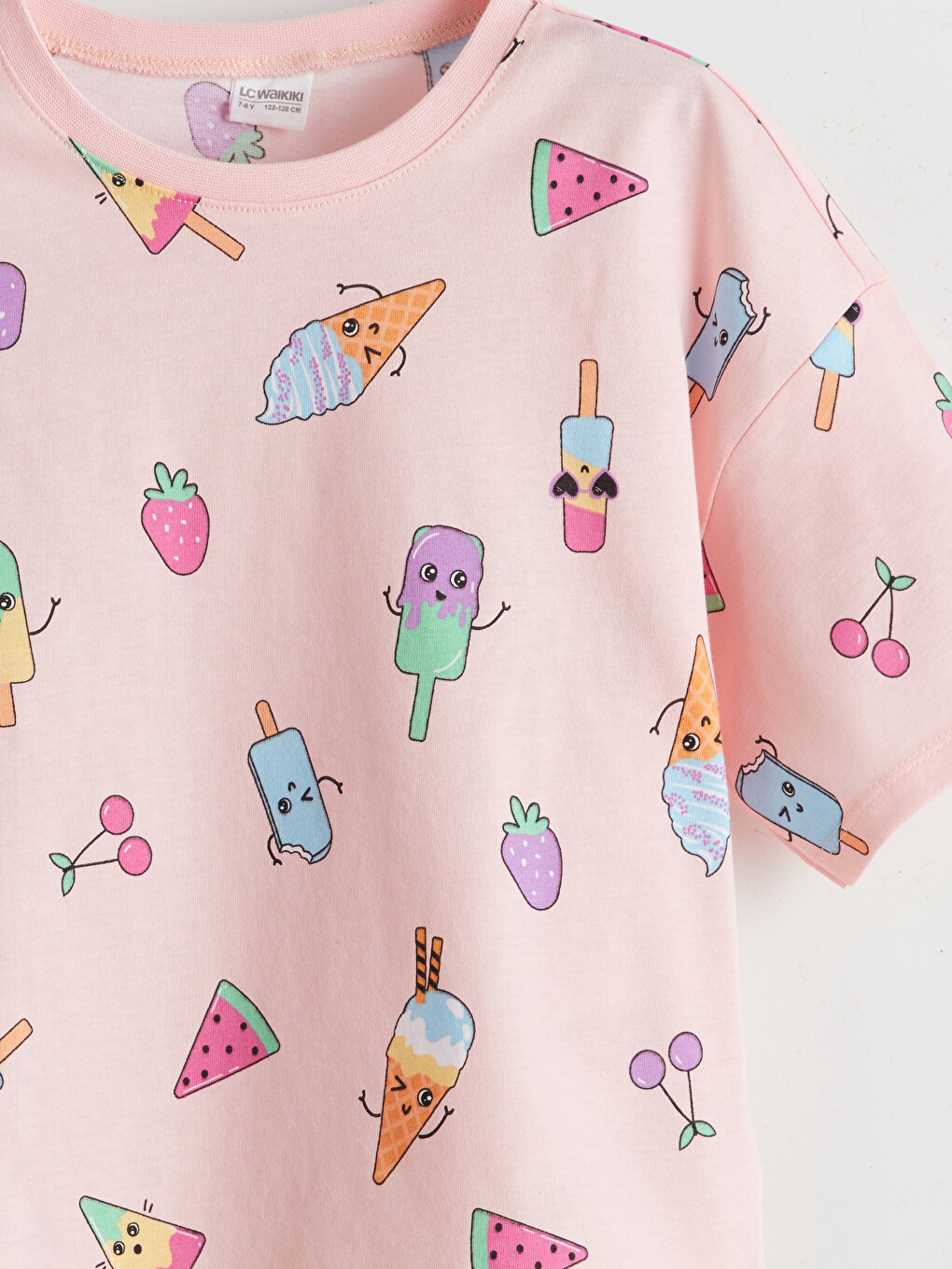 Pembe Desenli Kız Çocuk Pijama Üst-2
