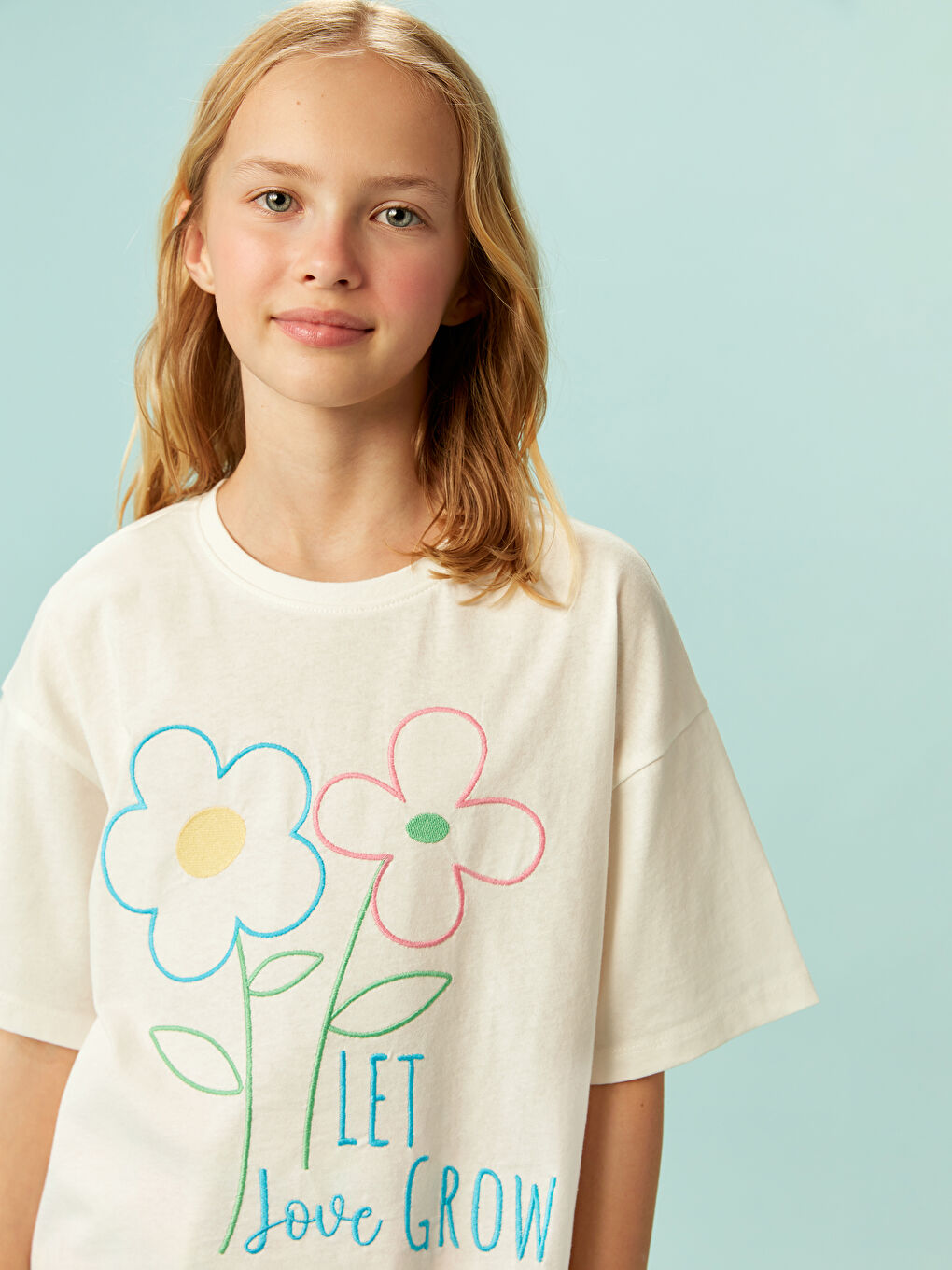 Crew Neck Floral Girls' Shortie Pyjama Set -S5FK79Z4-Q6K