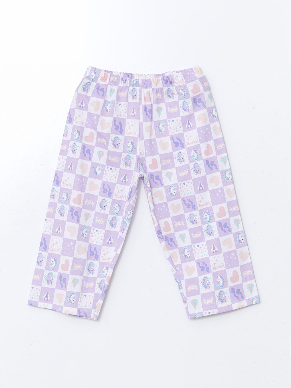 Lila Beli Lastikli Kız Çocuk Pijama Alt