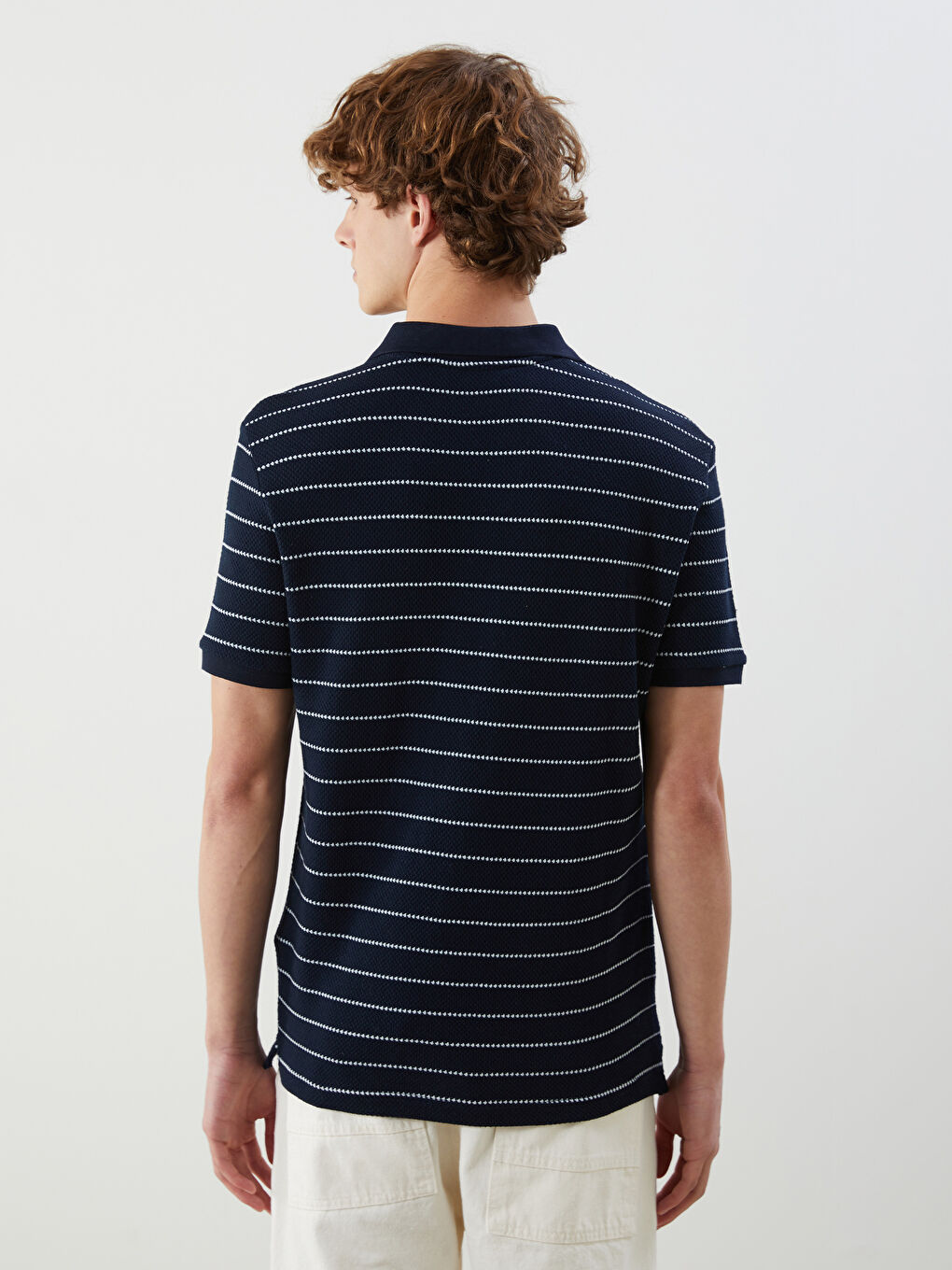 XSIDE Polo Neck Striped Men's Textured T-Shirt -S5FK96Z8-HRZ