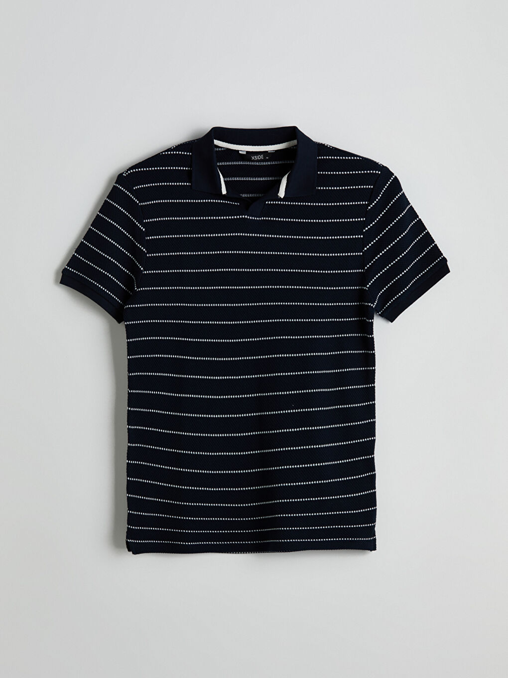 XSIDE Polo Neck Striped Men's Textured T-Shirt -S5FK96Z8-HRZ