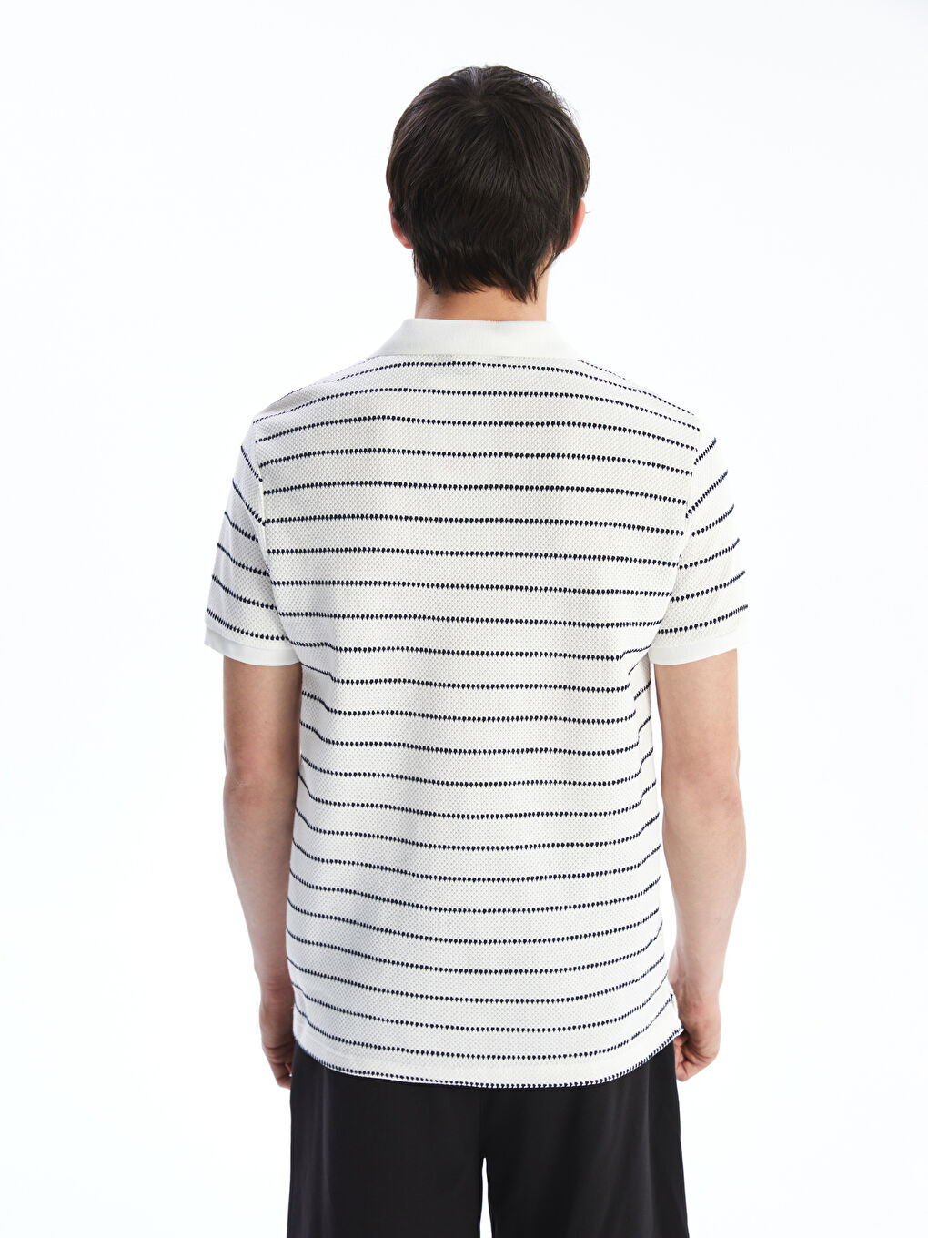 XSIDE Polo Neck Striped Men's Textured T-Shirt -S5FK96Z8-J1F