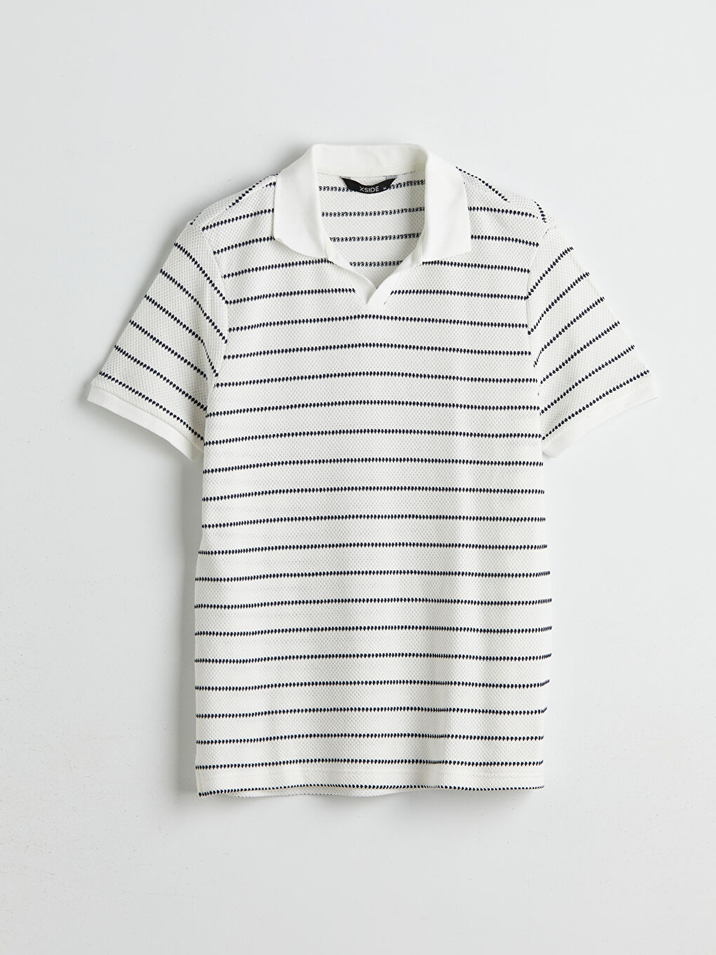 XSIDE Polo Neck Striped Men's Textured T-Shirt -S5FK96Z8-J1F