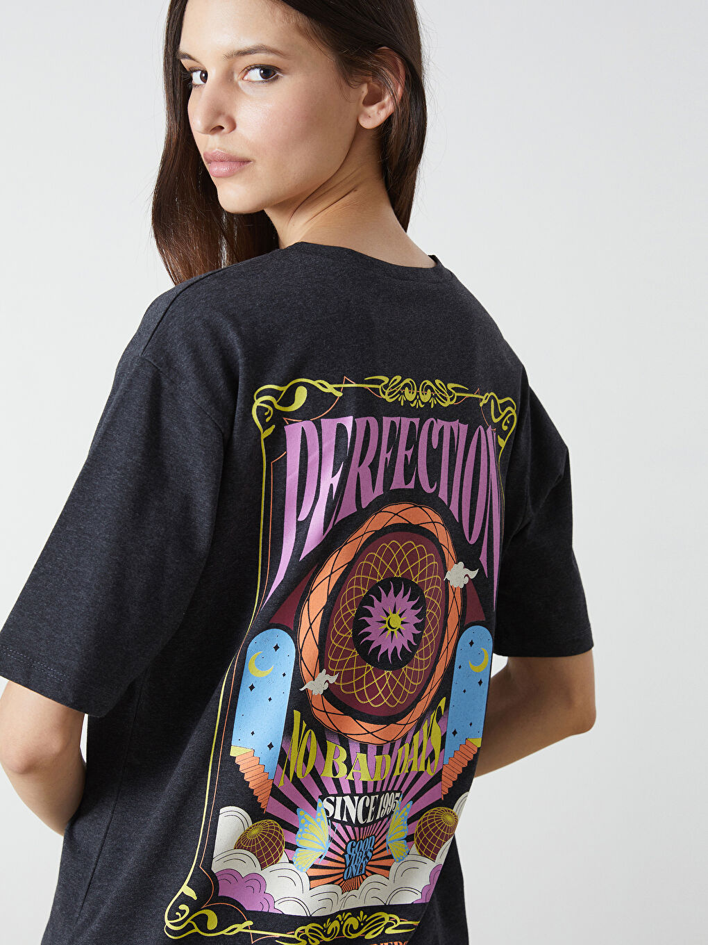 Crew Neck Printed Oversize Women's T-Shirt -S5FK98Z8-VZ8