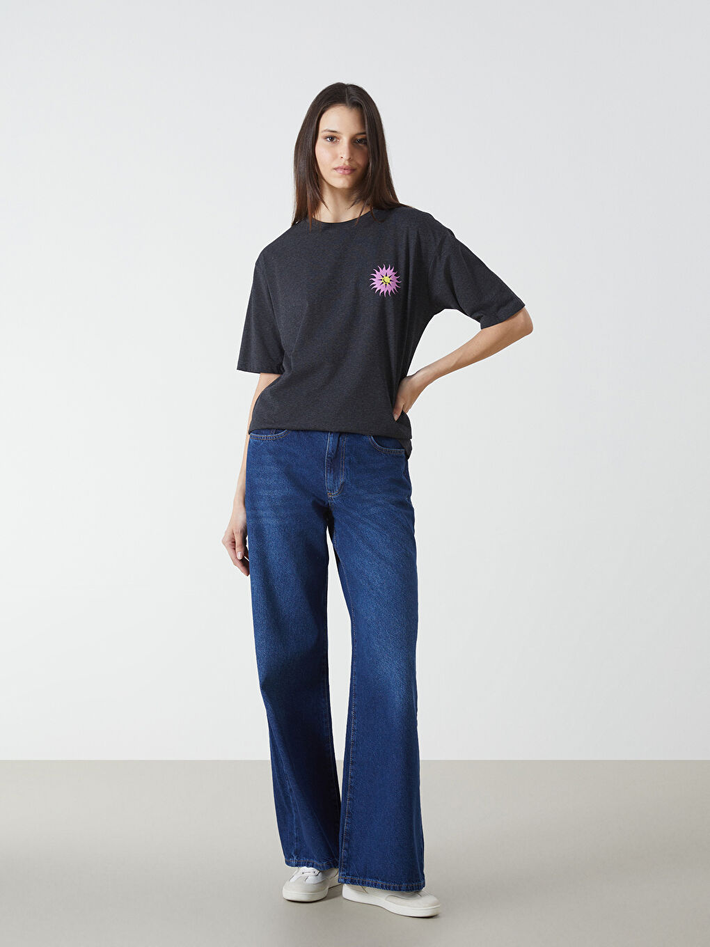 Crew Neck Printed Oversize Women's T-Shirt -S5FK98Z8-VZ8