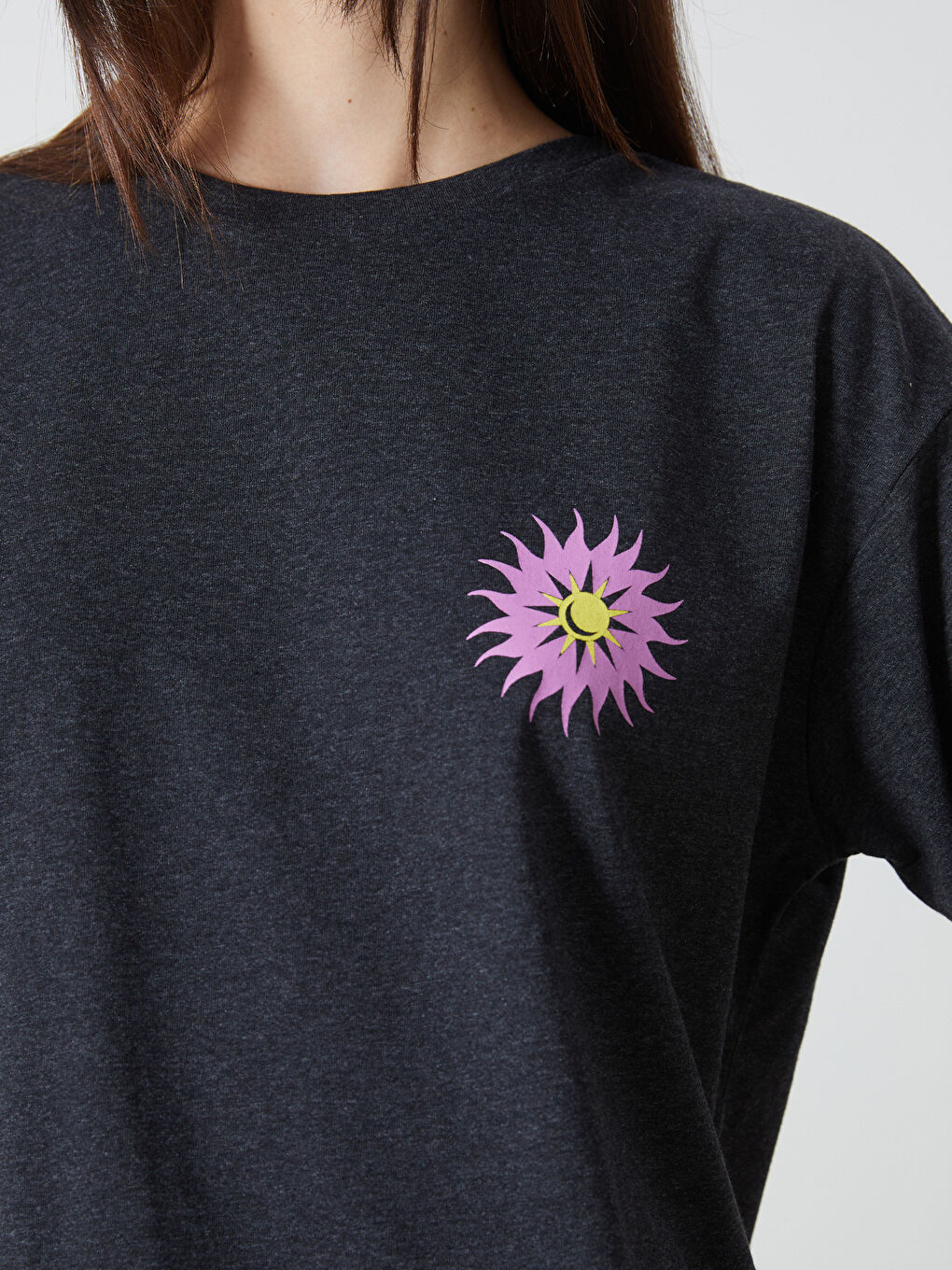 Crew Neck Printed Oversize Women's T-Shirt -S5FK98Z8-VZ8