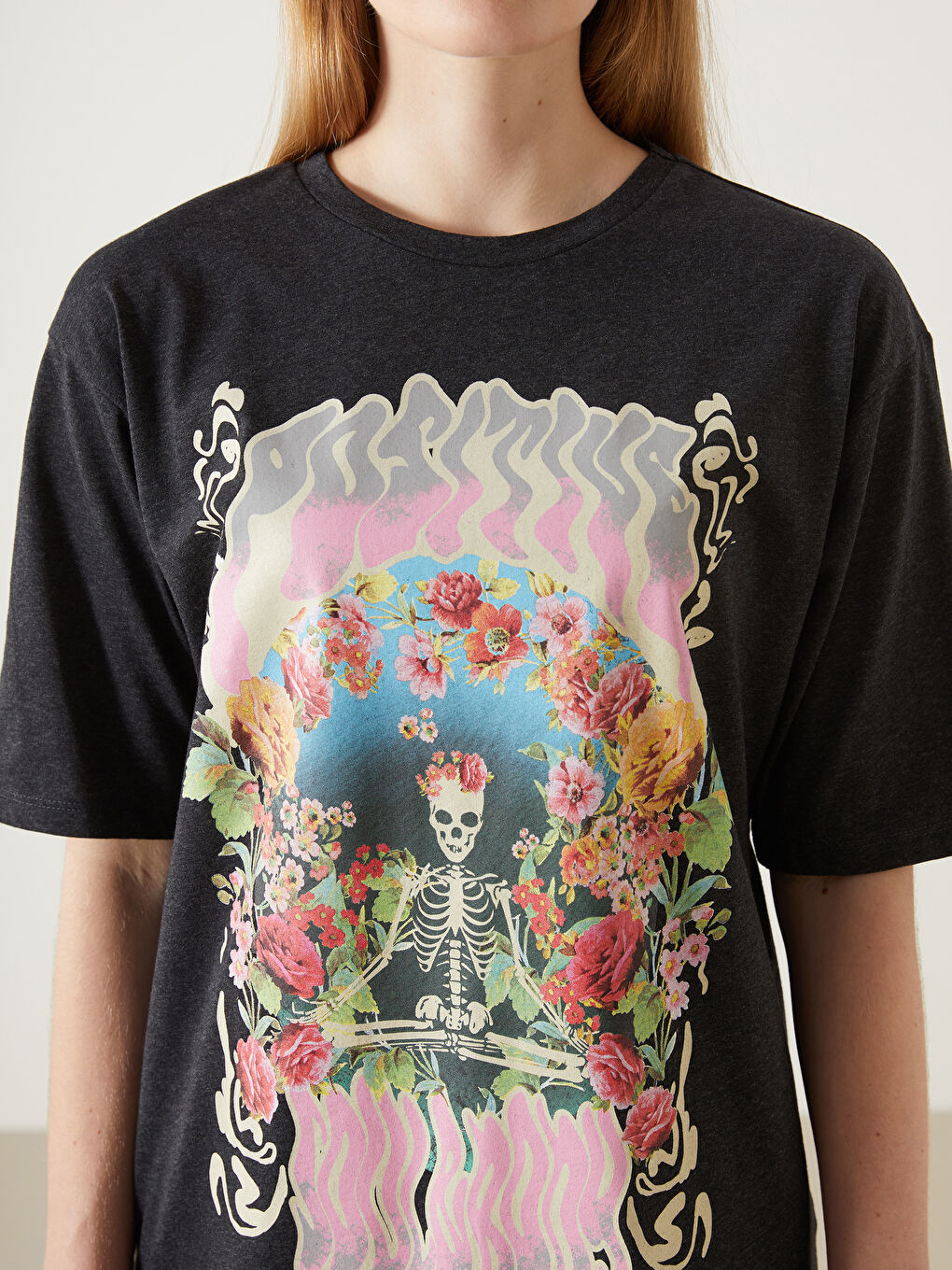 Crew Neck Printed Oversize Women's T-Shirt -S5FK98Z8-YSG