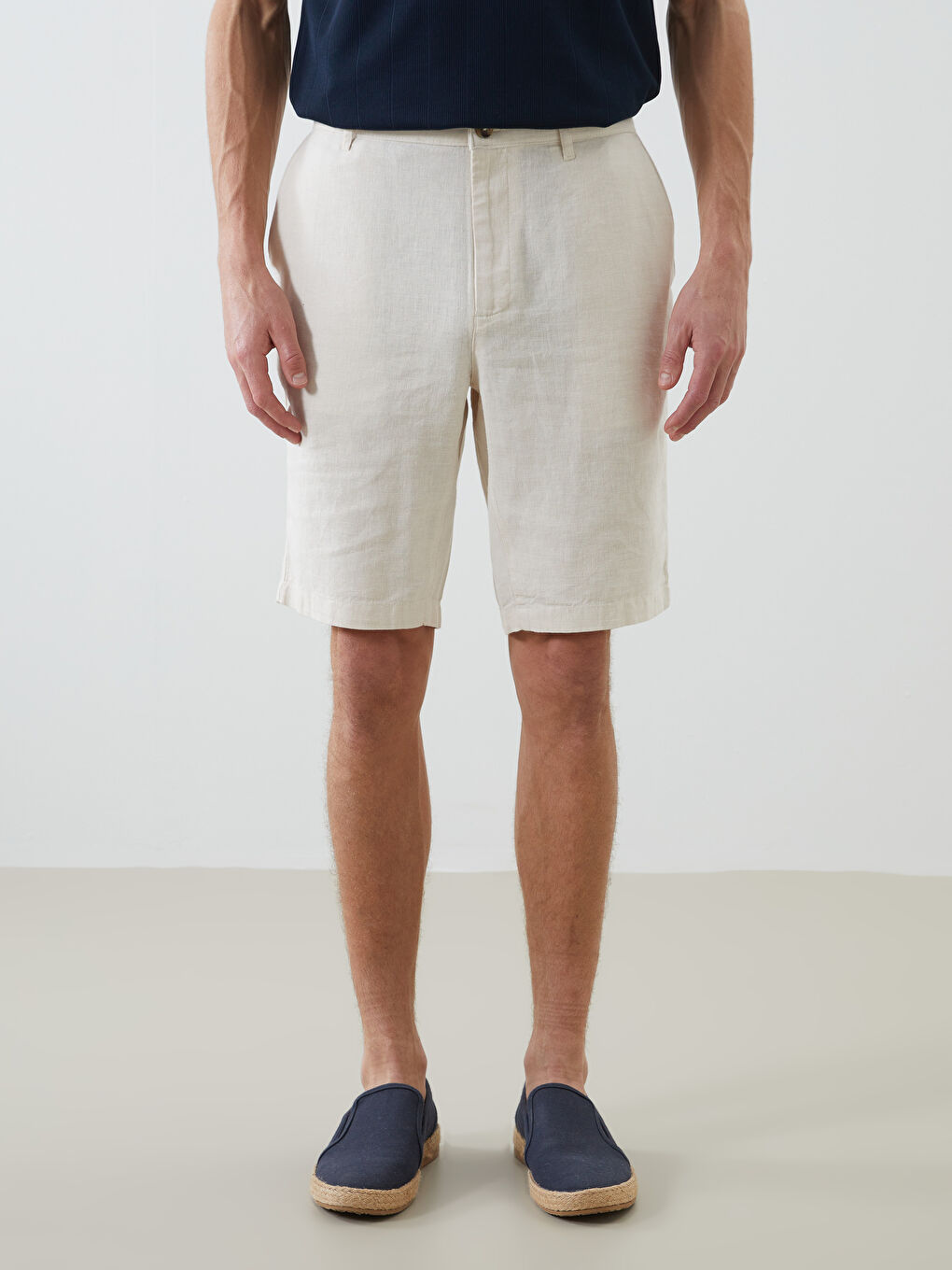 Standard Fit Linen Blend Men's Shorts -S5FL12Z8-FWZ