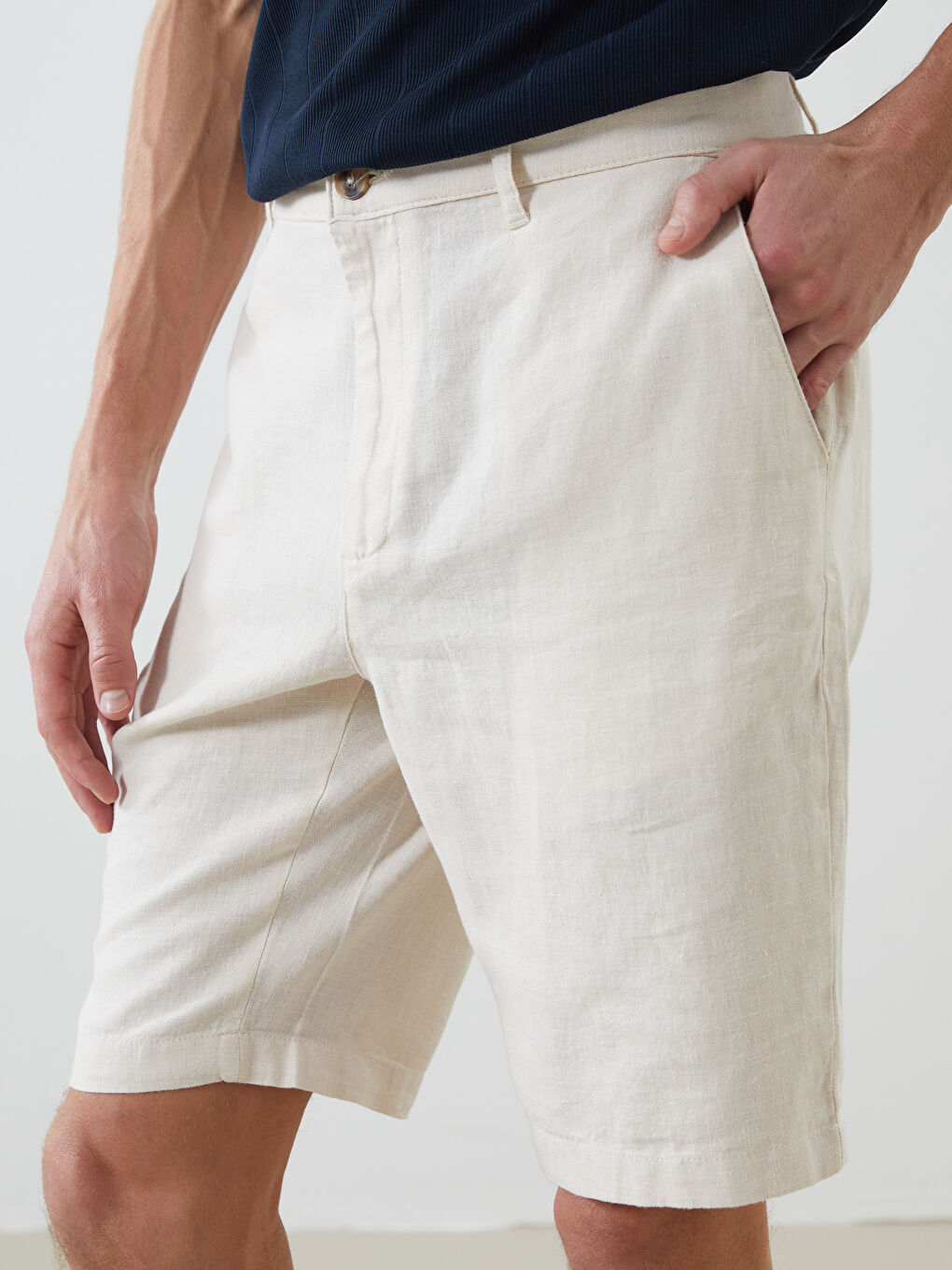 Standard Fit Linen Blend Men's Shorts -S5FL12Z8-FWZ