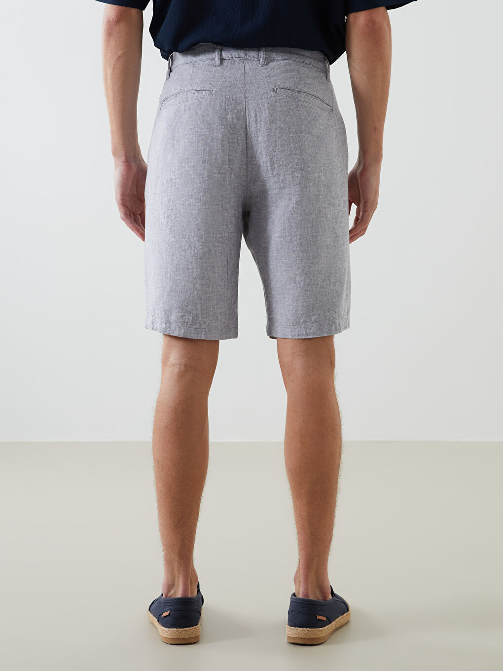 Standard Fit Linen Blend Men's Shorts -S5FL12Z8-RUJ