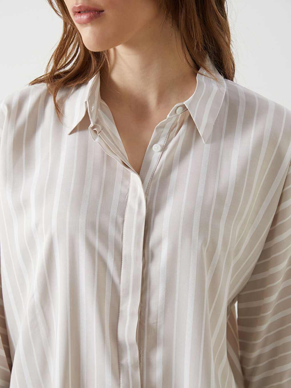Loose Fit Striped Women's Shirt -S5FL16Z8-LJX