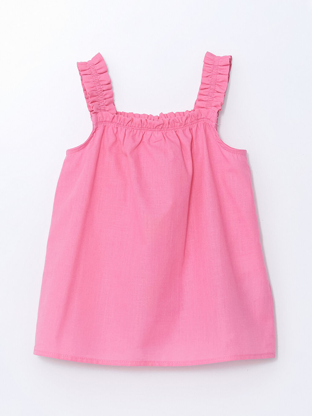 Pembe Kare Yaka Kolsuz Basic Kız Çocuk Bluz