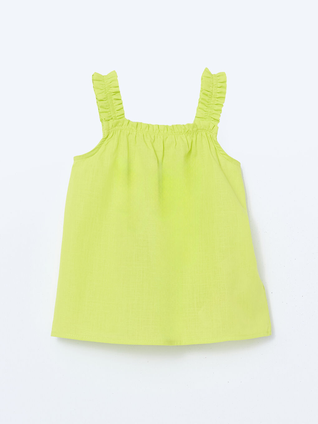 Yeşil Kare Yaka Kolsuz Basic Kız Çocuk Bluz