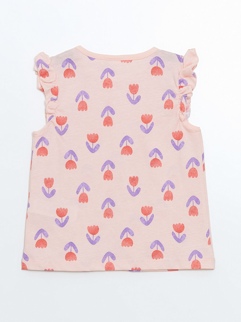 Pembe Bisiklet Yaka Çiçekli Kız Çocuk Pijama Üst-1